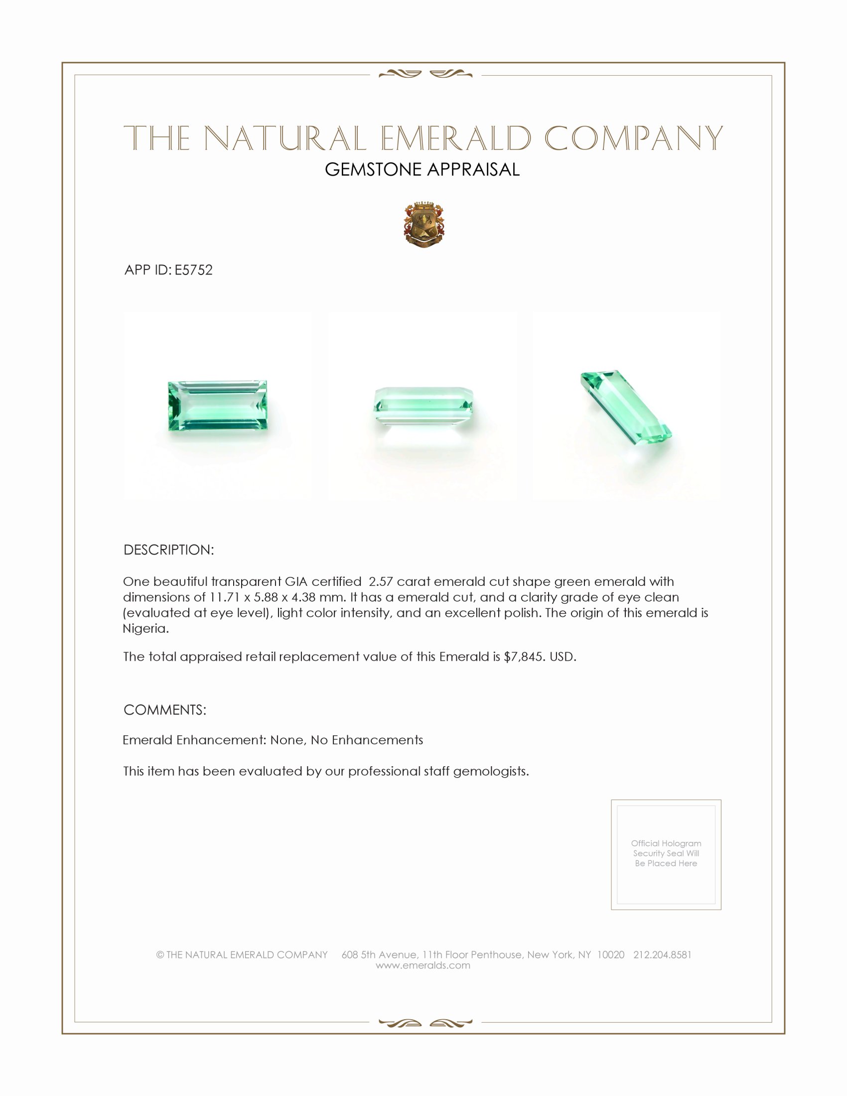 2.57 Ct. Emerald from Nigeria