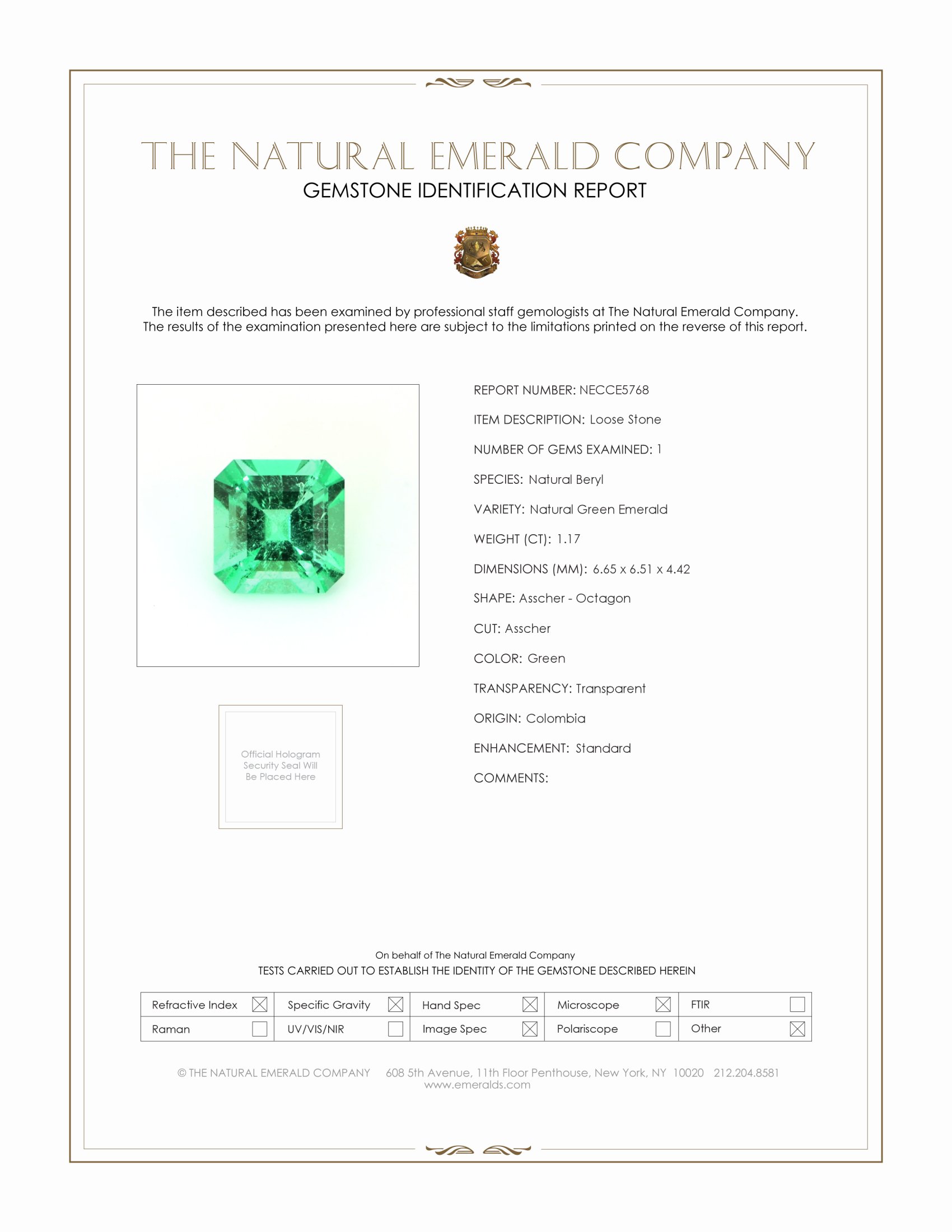 1.17 Ct. Emerald from Colombia