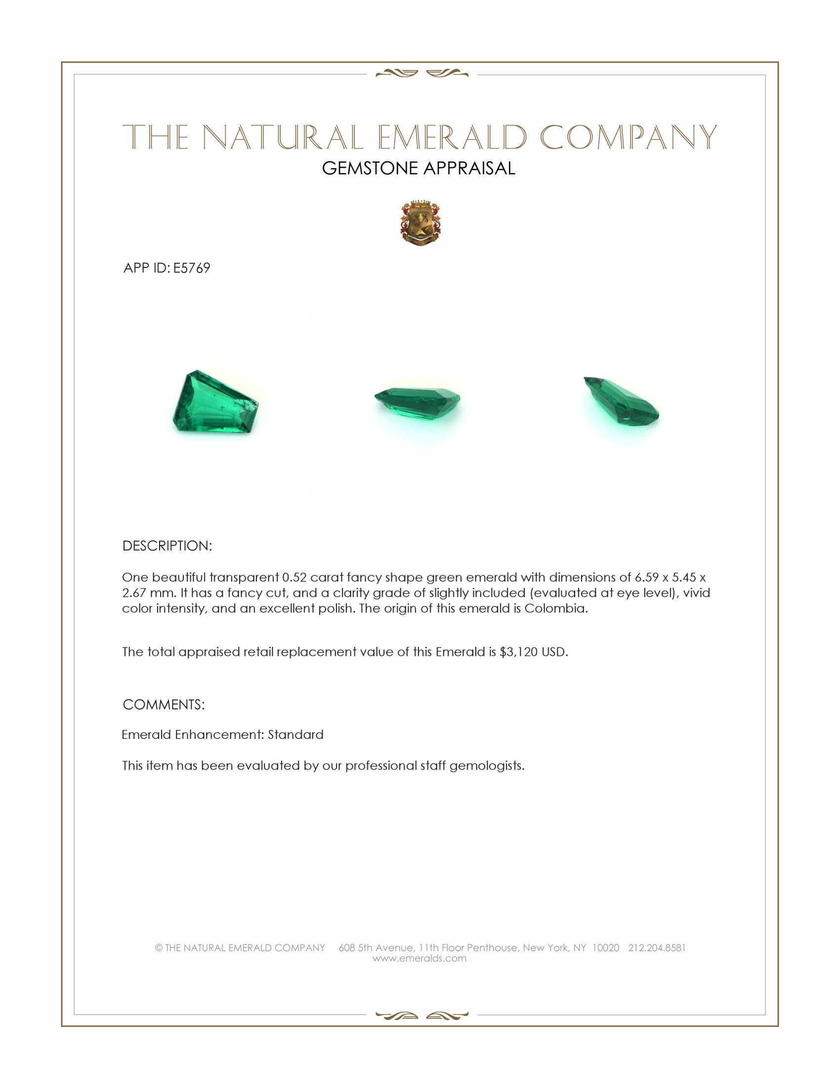 0.52 Ct. Emerald from Colombia