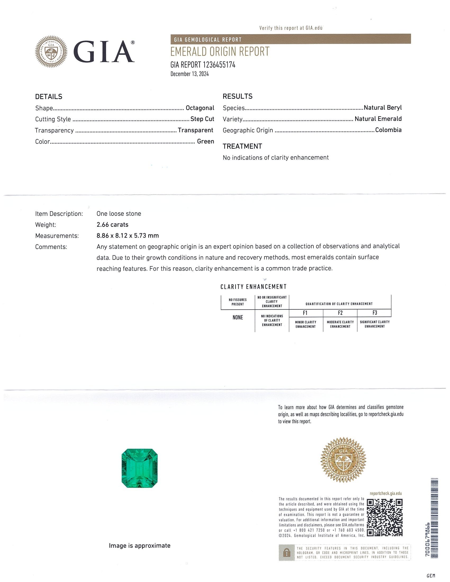 2.66 Ct. Emerald from Colombia