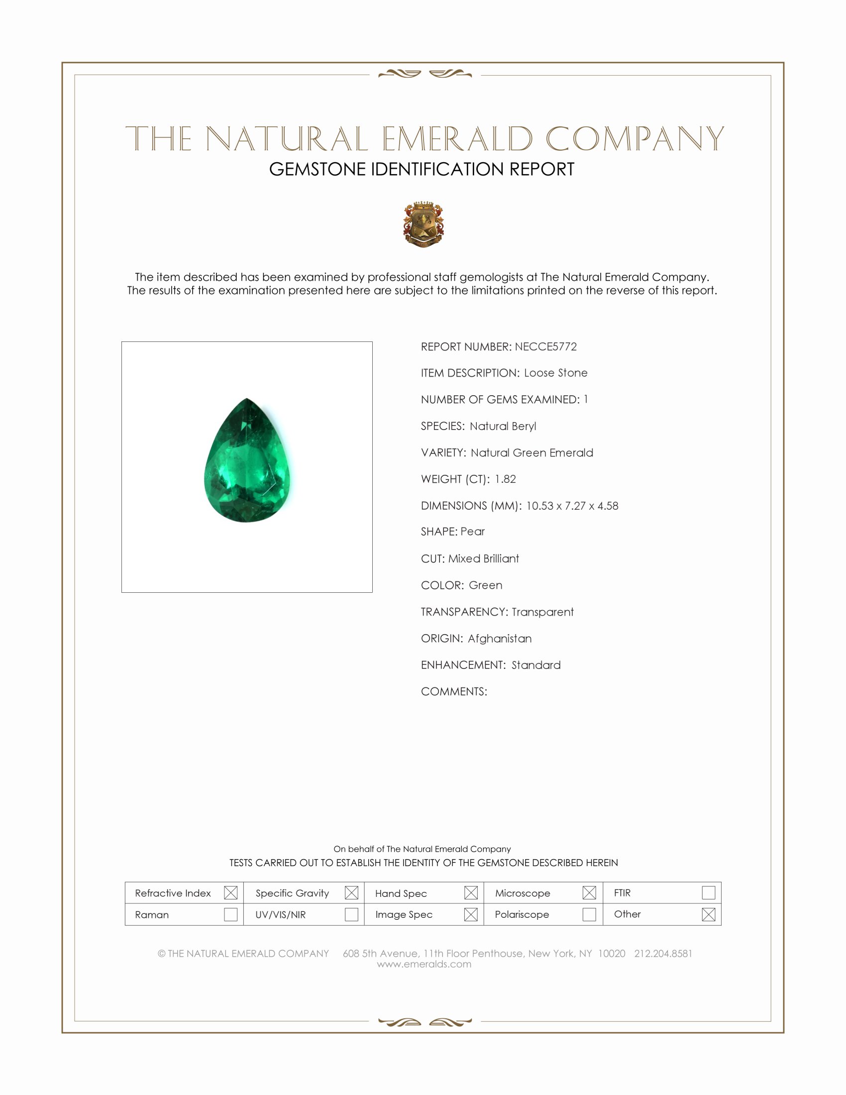 1.82 Ct. Emerald from Afghanistan
