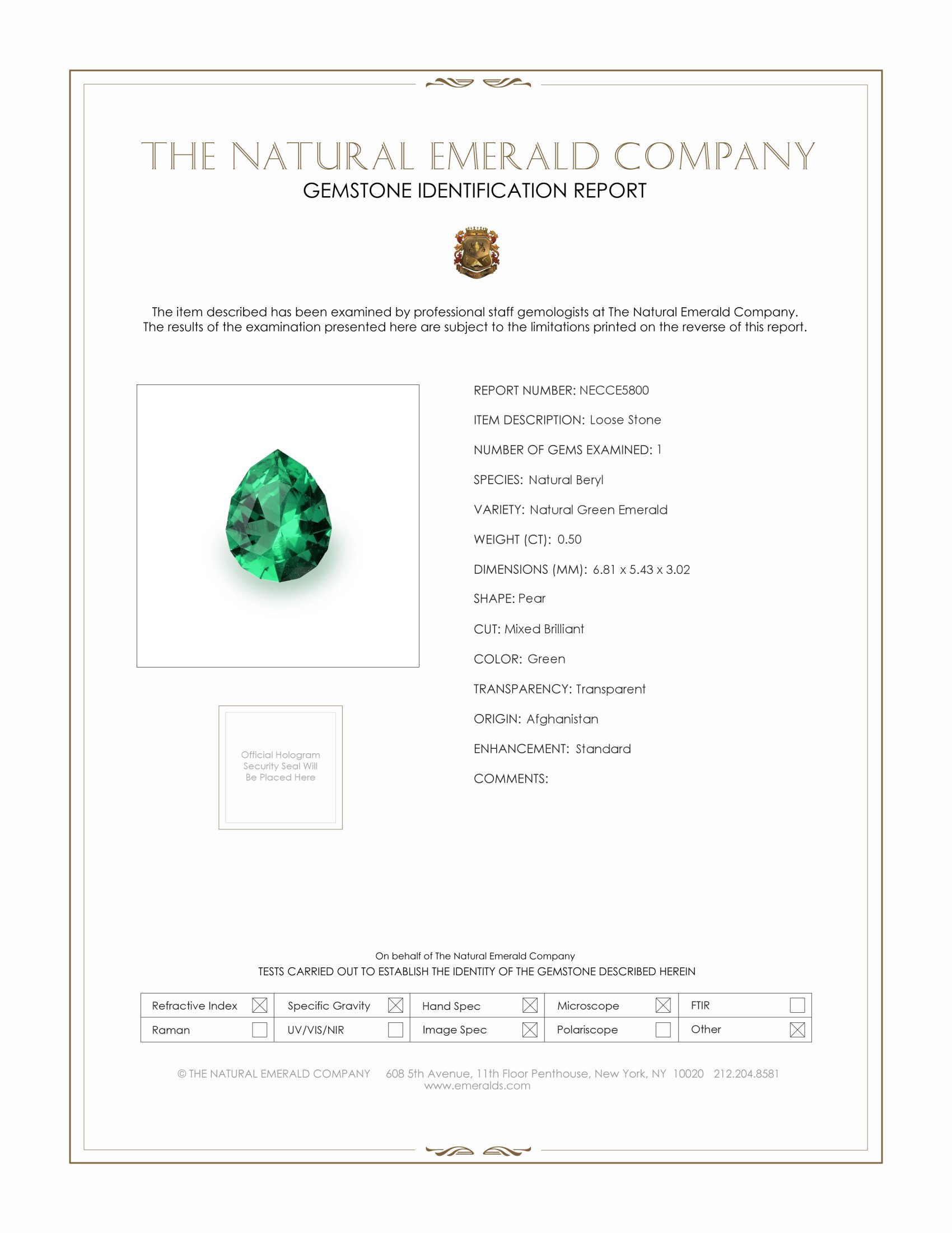 0.50 Ct. Emerald from Afghanistan