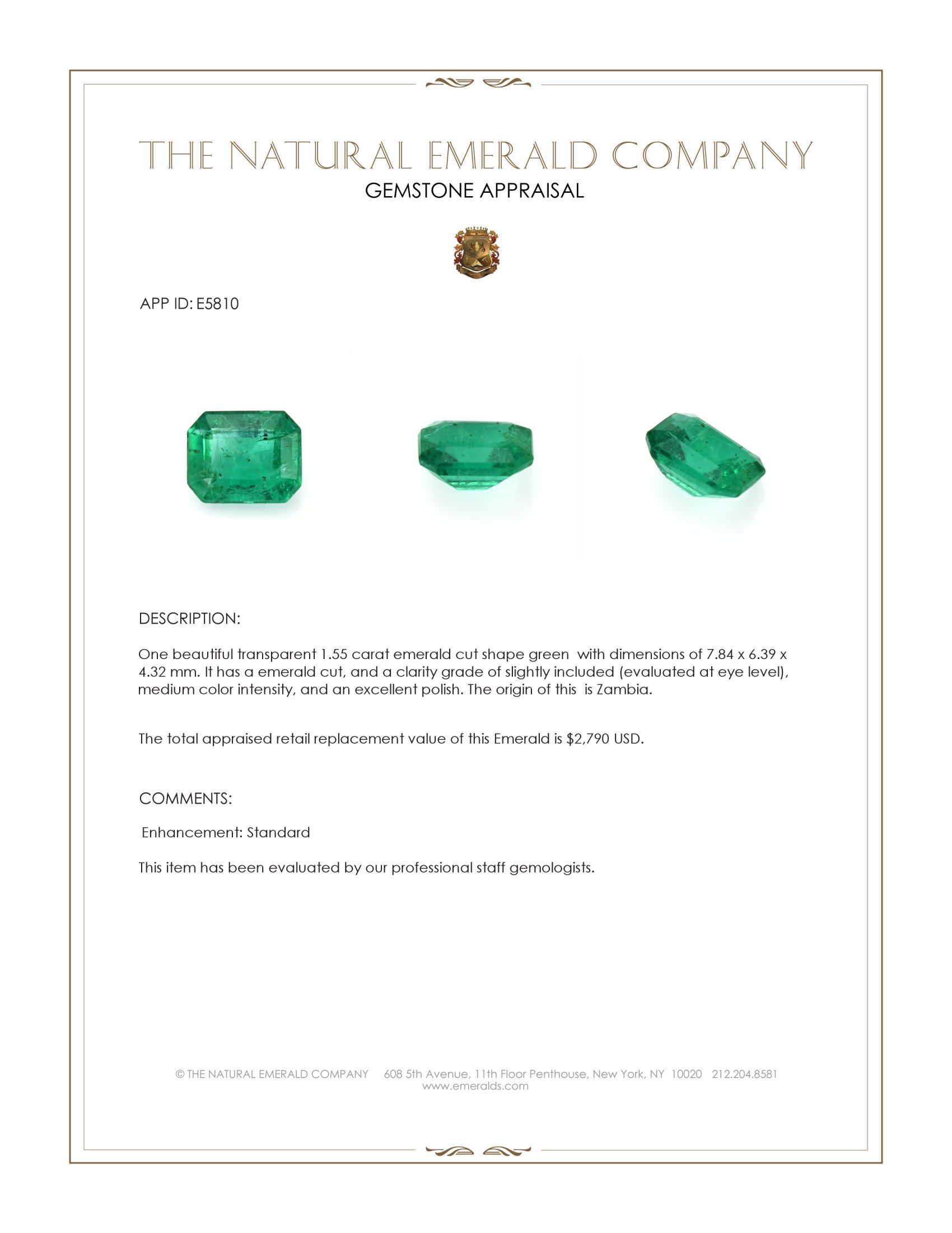 1.55 Ct. Emerald from Zambia