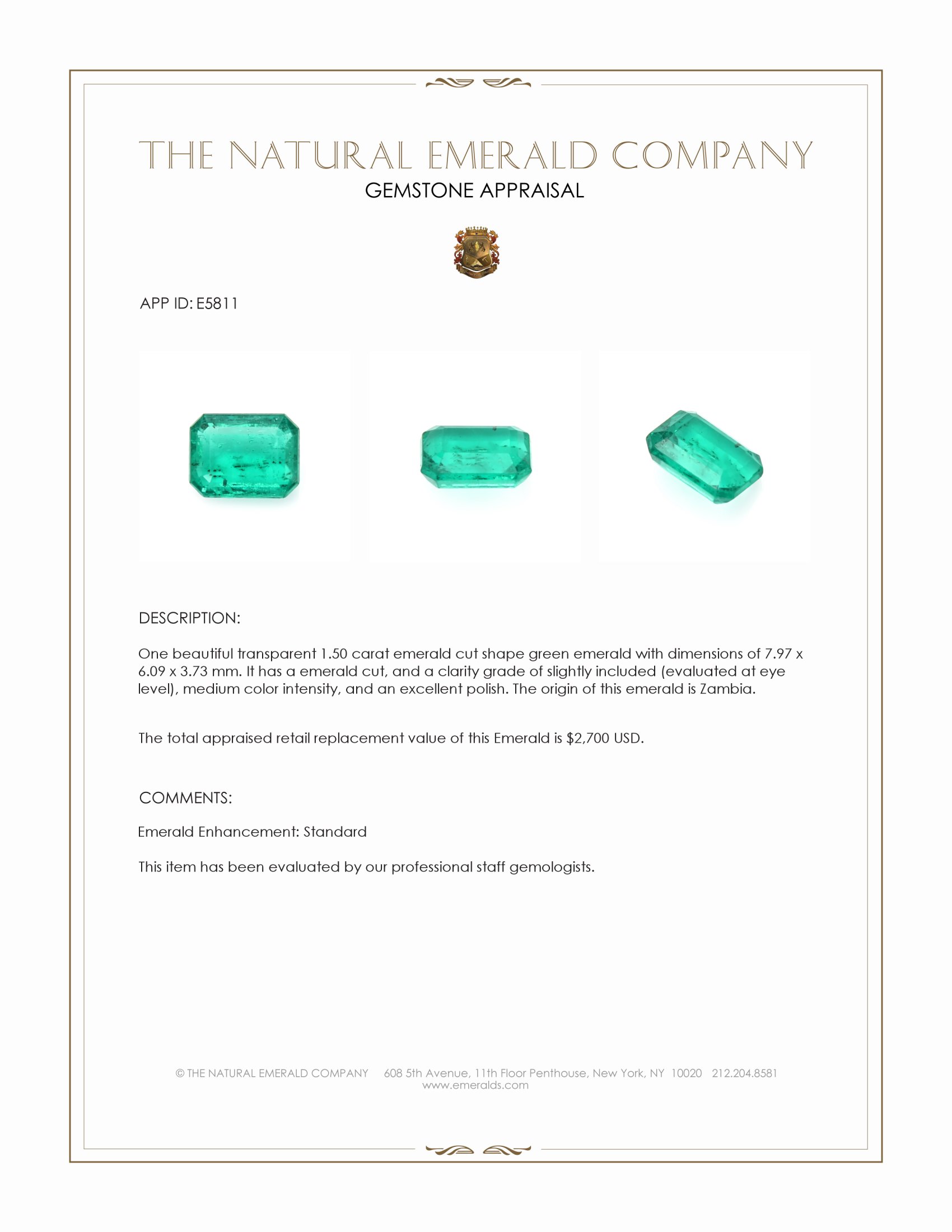 1.50 Ct. Emerald from Zambia