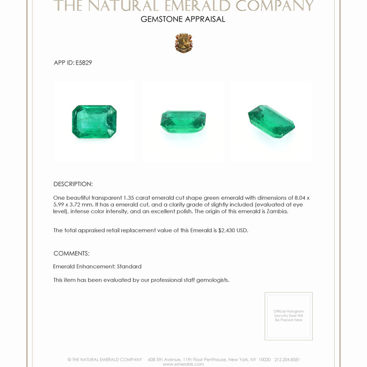 1.35 Ct. Emerald from Zambia