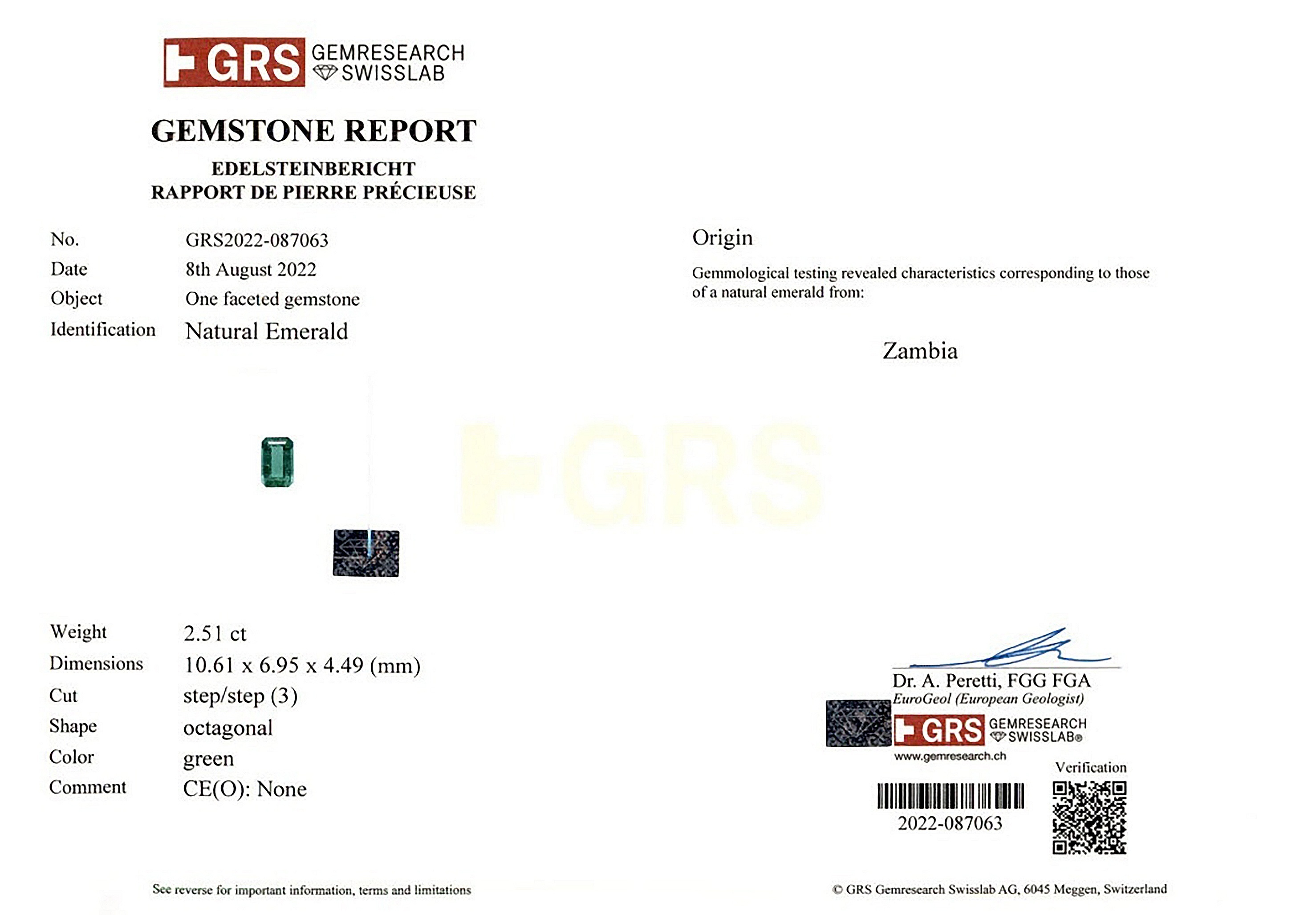 2.51 Ct. Emerald from Zambia
