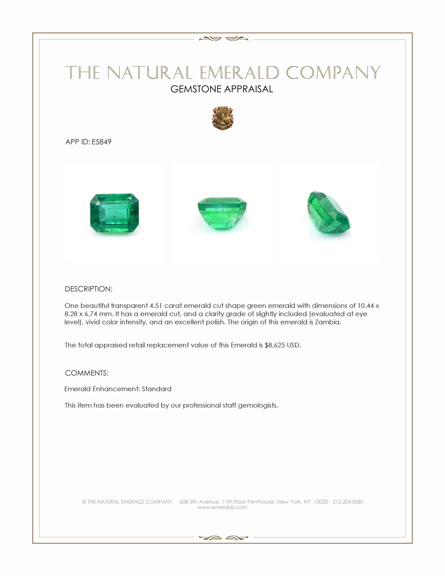 4.51 Ct. Emerald from Zambia