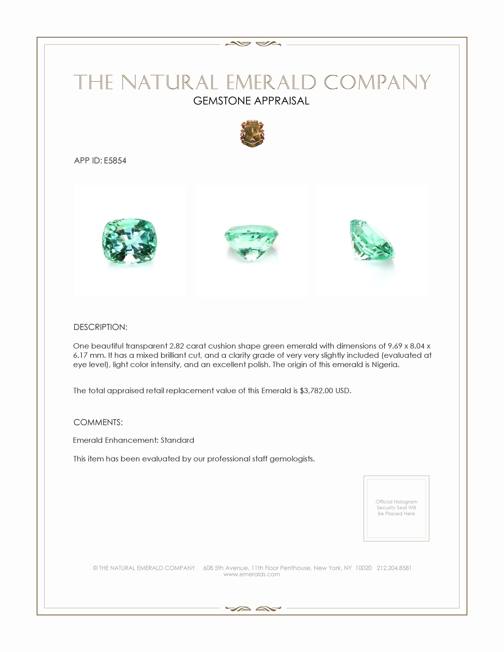 2.82 Ct. Emerald from Nigeria