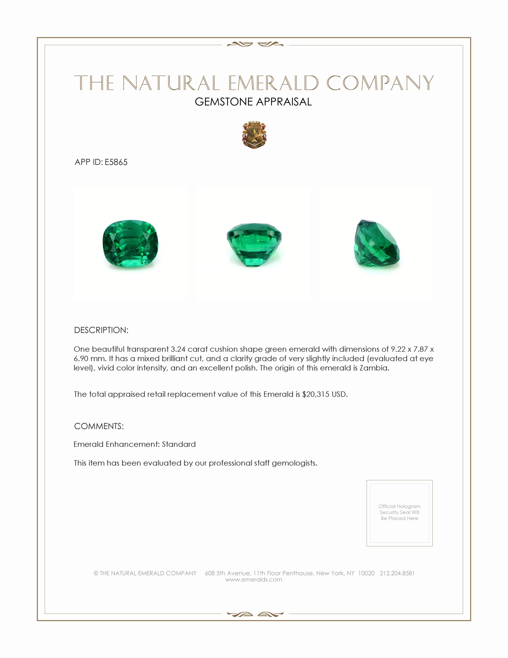 3.24 Ct. Emerald from Zambia
