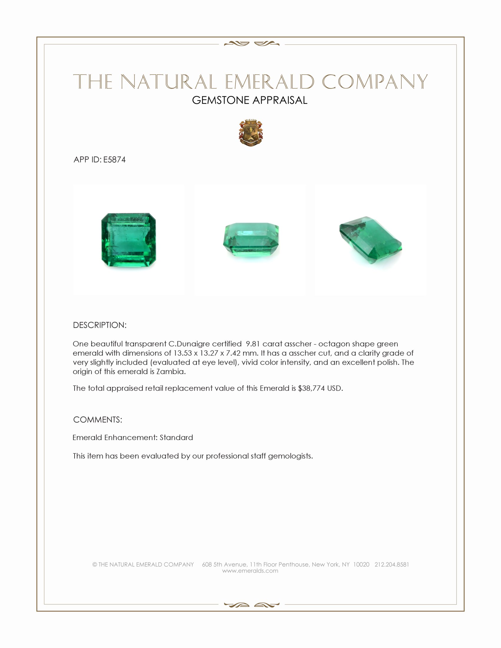 9.81 Ct. Emerald from Zambia