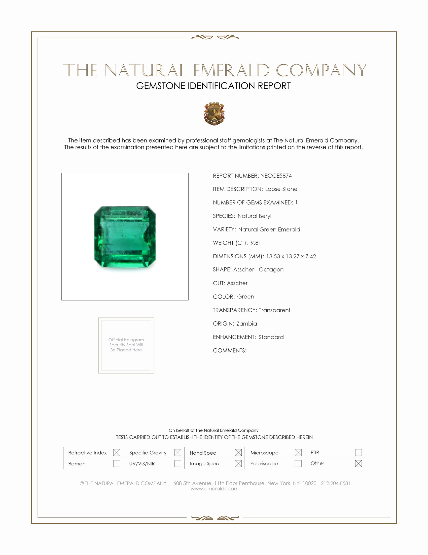9.81 Ct. Emerald from Zambia