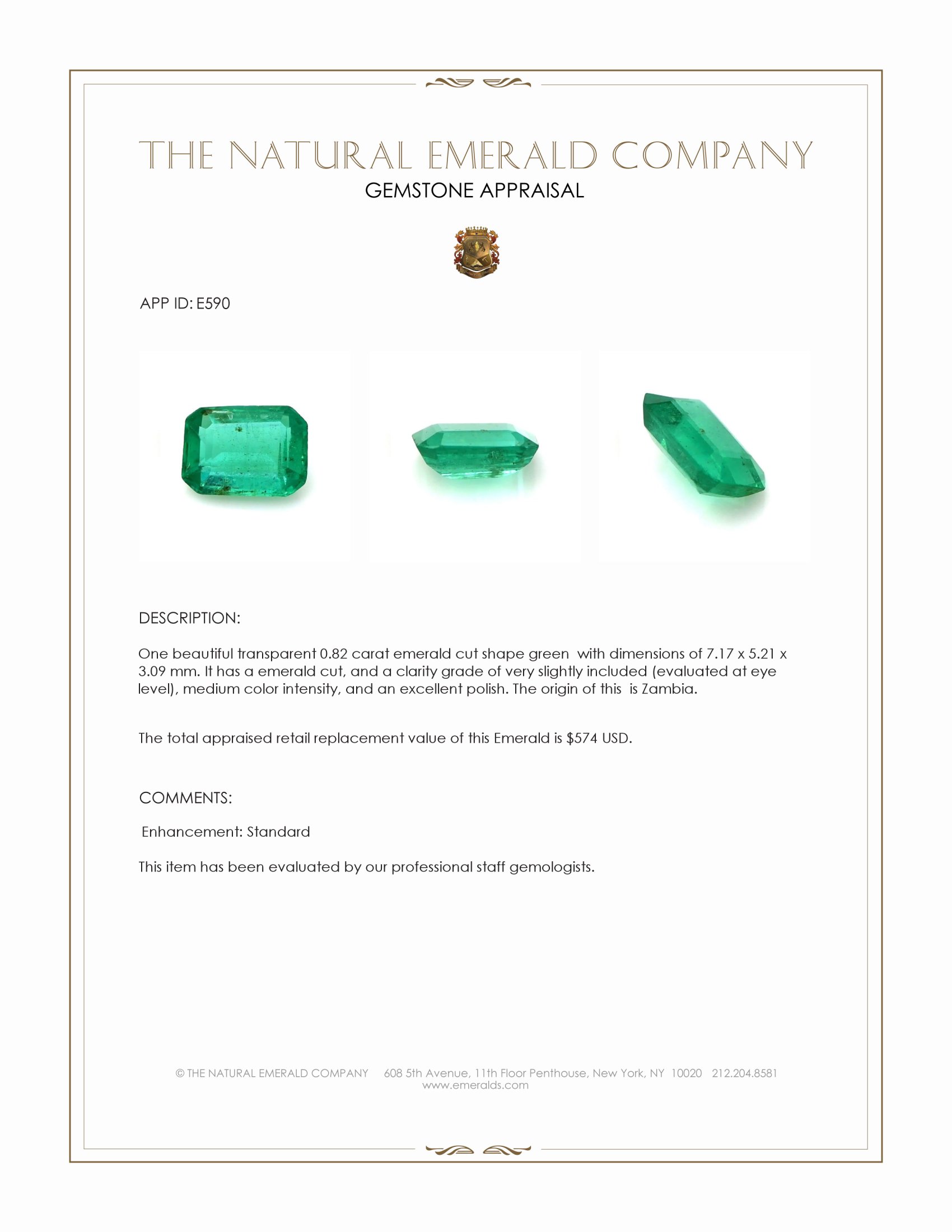 0.82 Ct. Emerald from Zambia