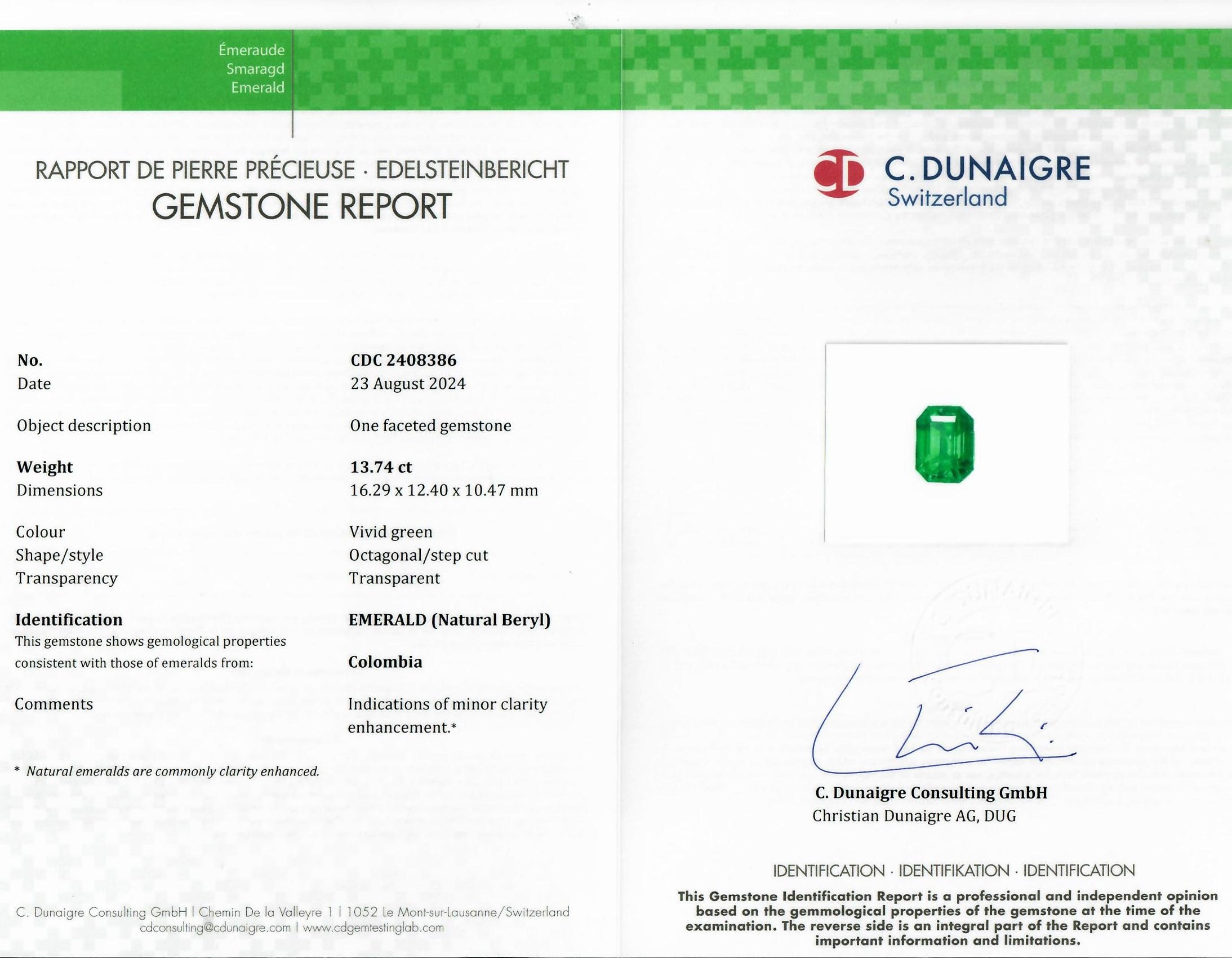 13.74 Ct. Emerald from Colombia
