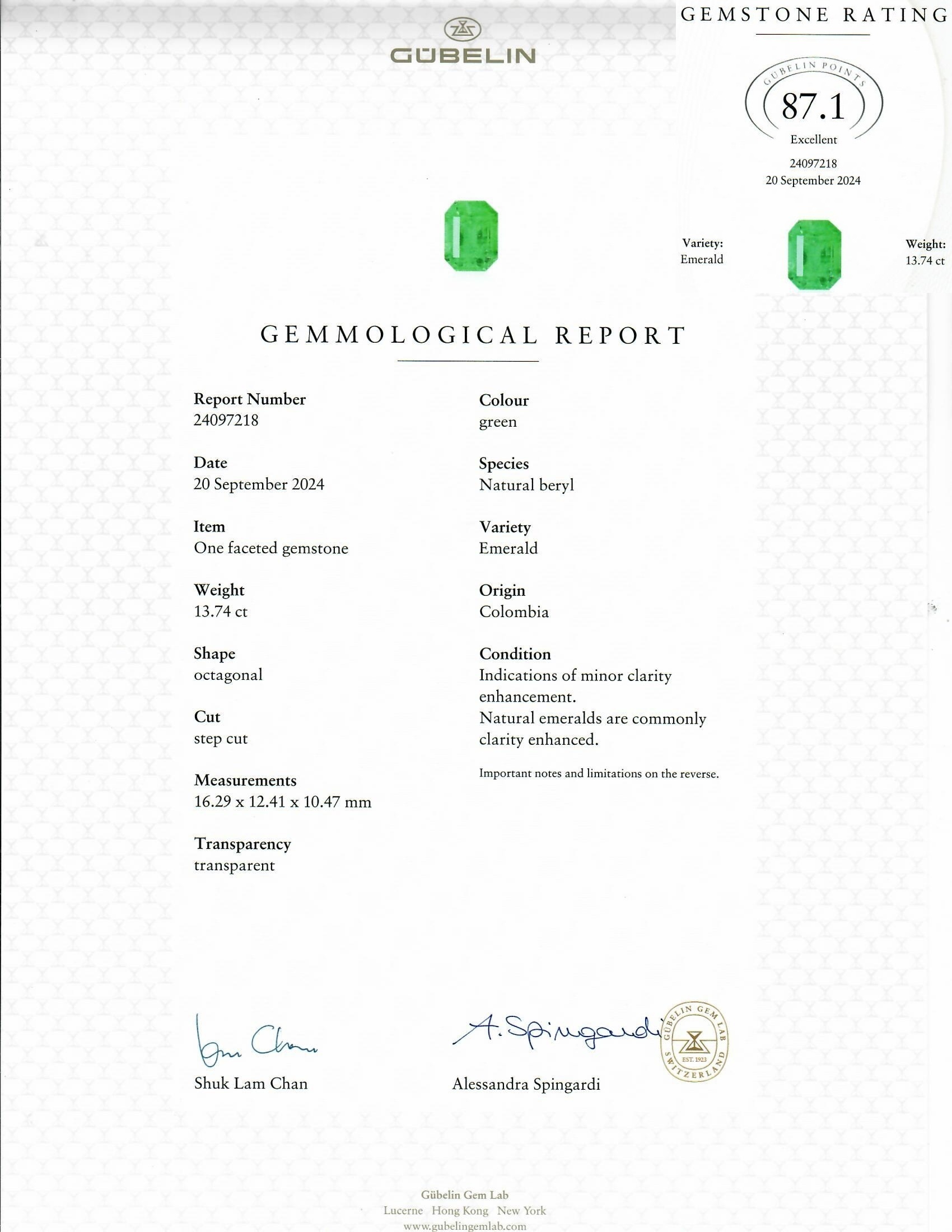 13.74 Ct. Emerald from Colombia