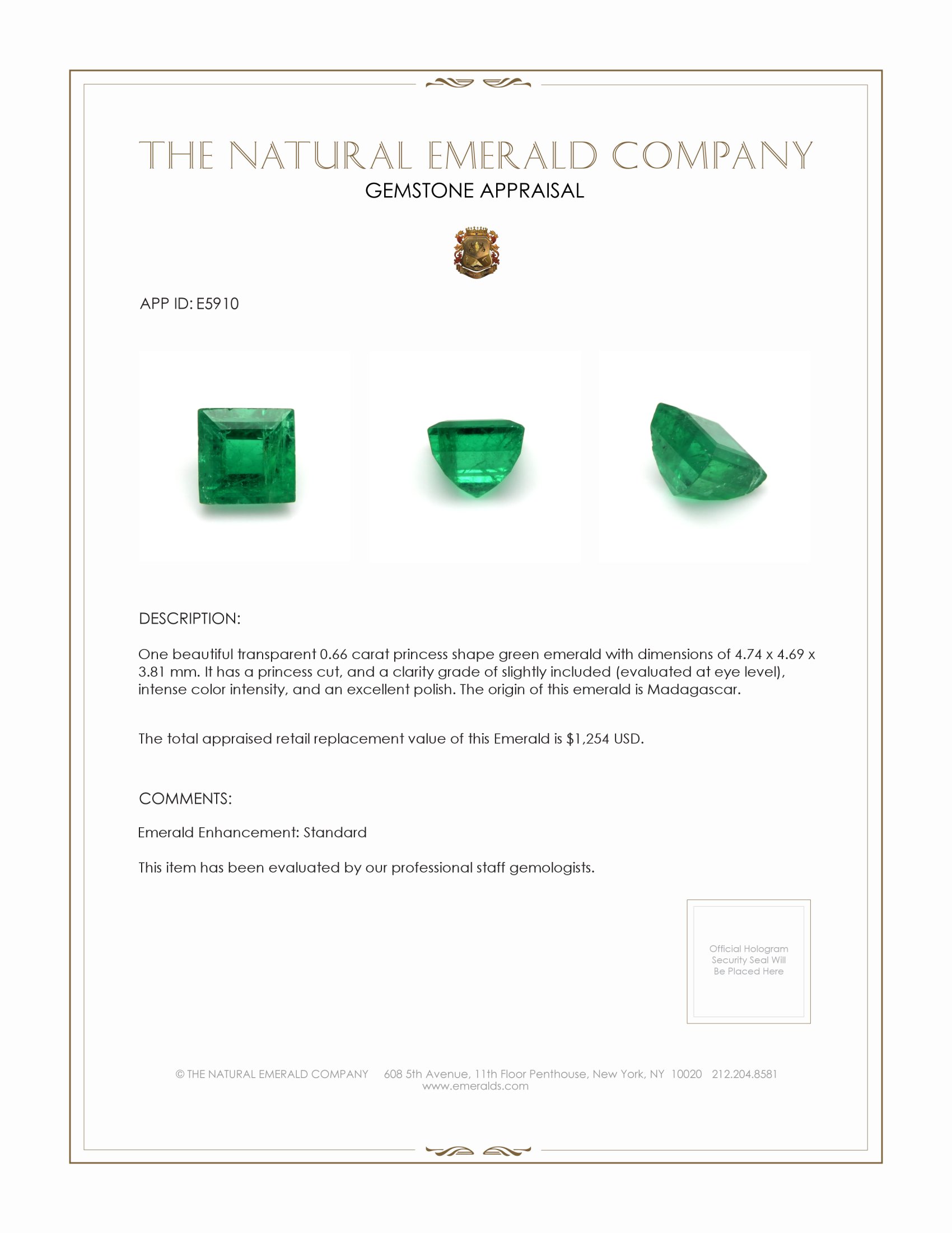 0.66 Ct. Emerald from Zambia