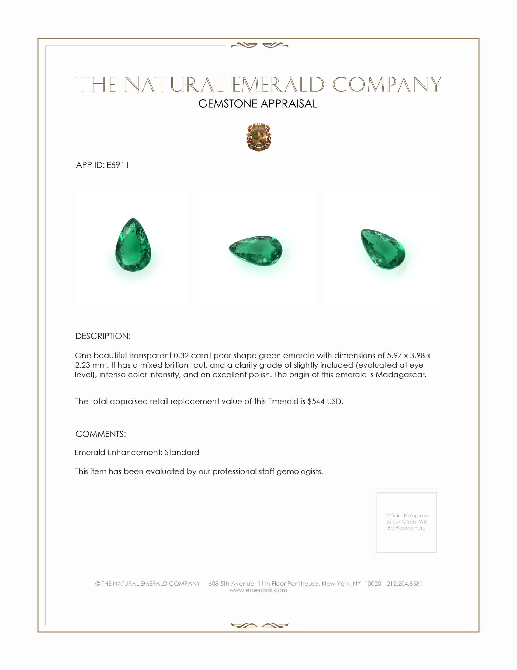 0.32 Ct. Emerald from Zambia