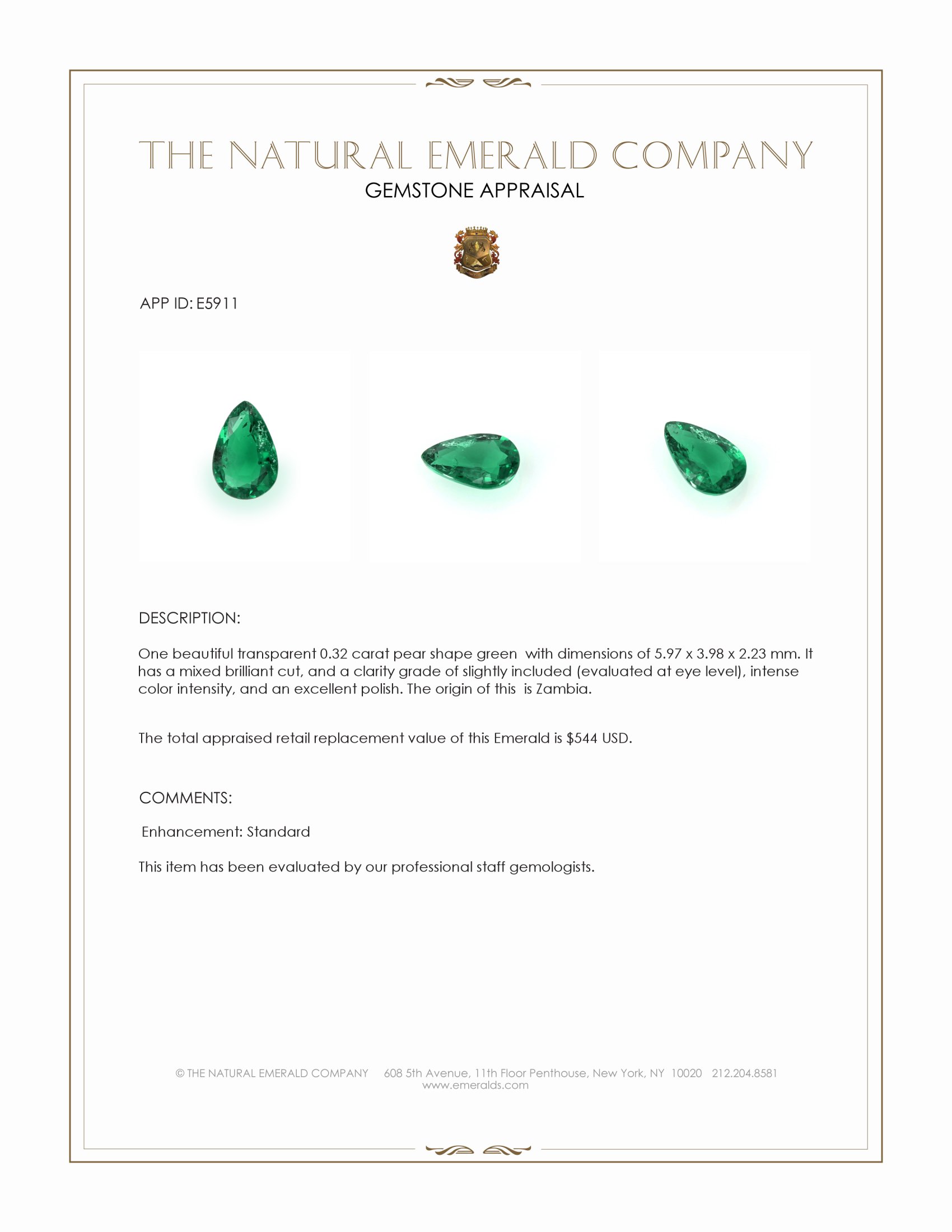 0.32 Ct. Emerald from Zambia