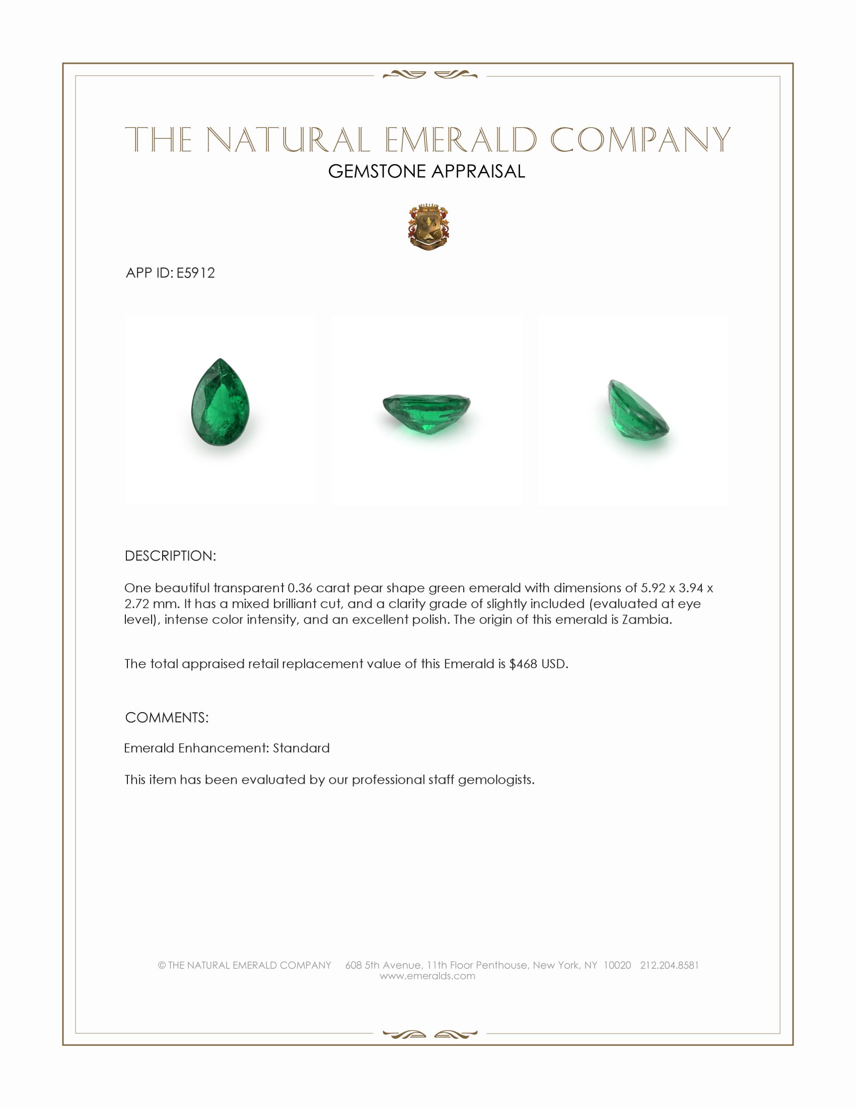 0.36 Ct. Emerald from Zambia