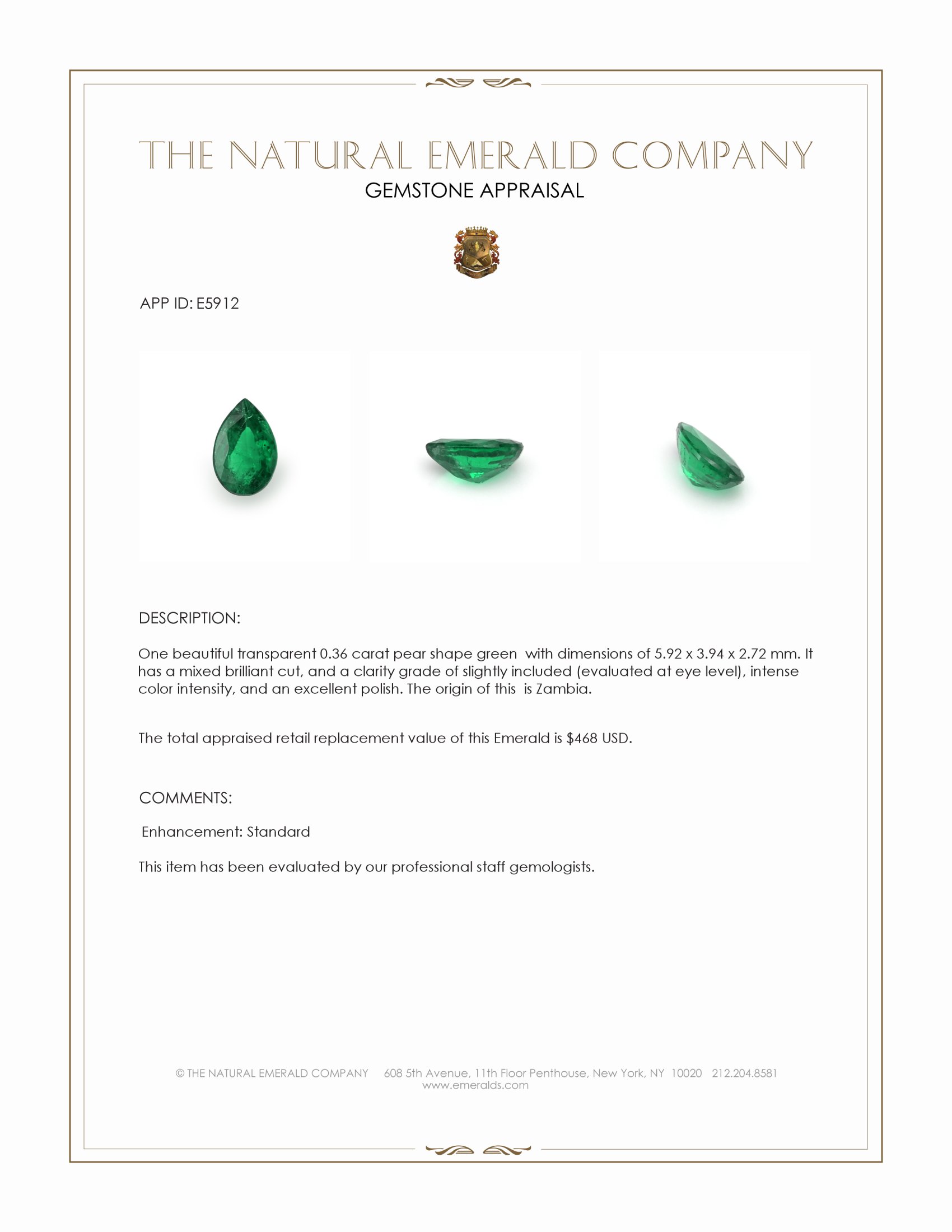 0.36 Ct. Emerald from Zambia