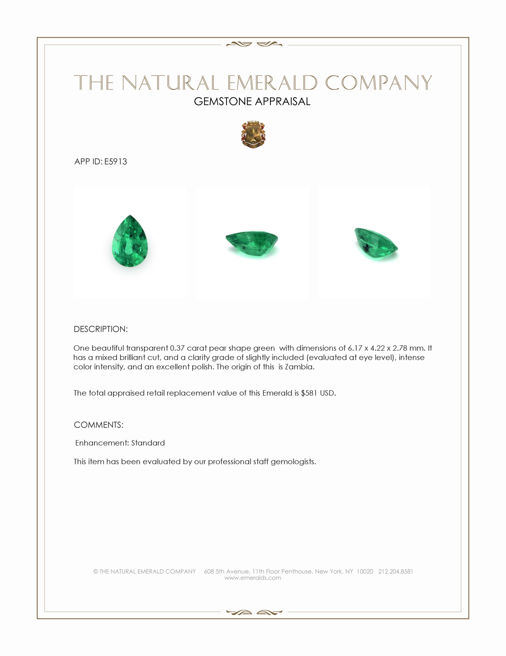 0.37 Ct. Emerald from Zambia