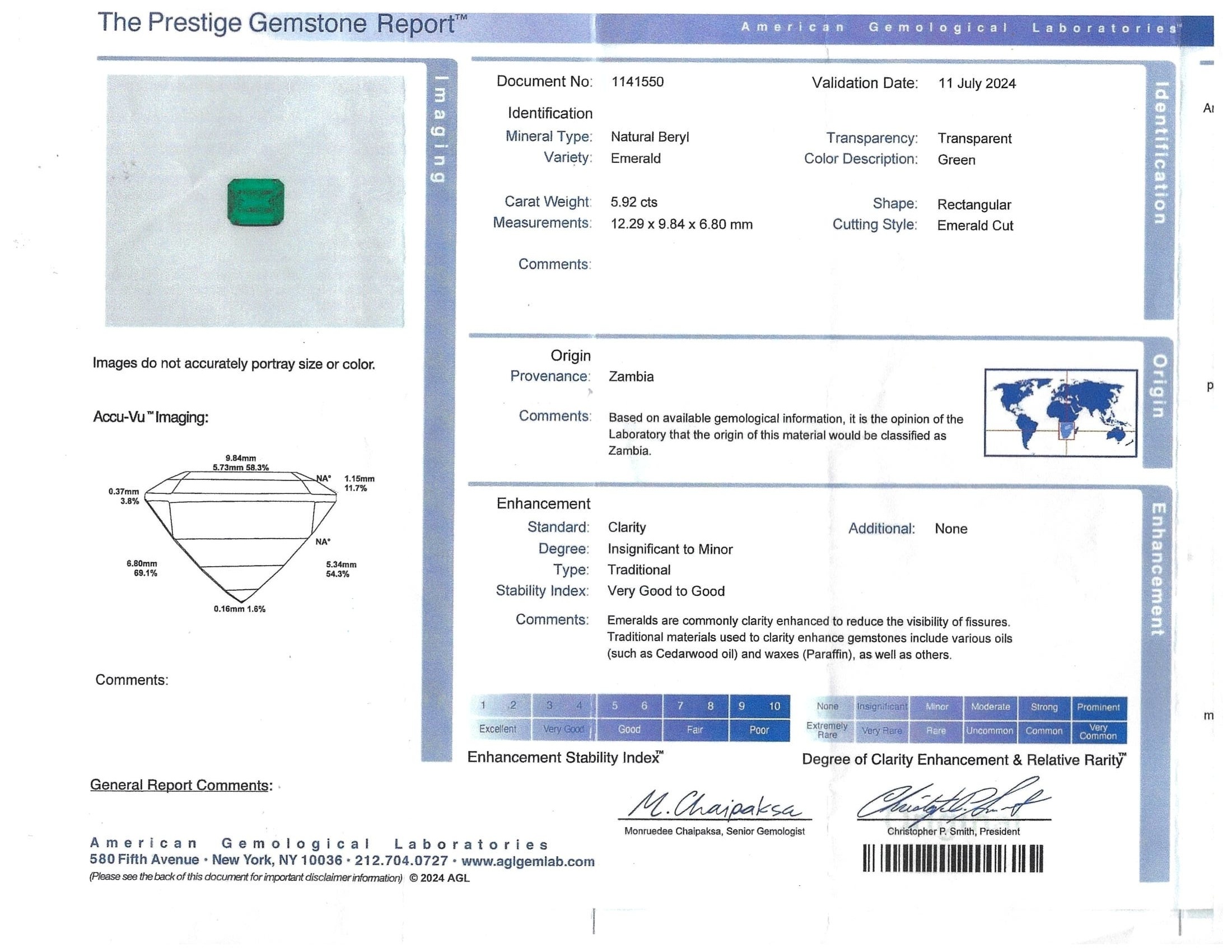 5.92 Ct. Emerald from Zambia