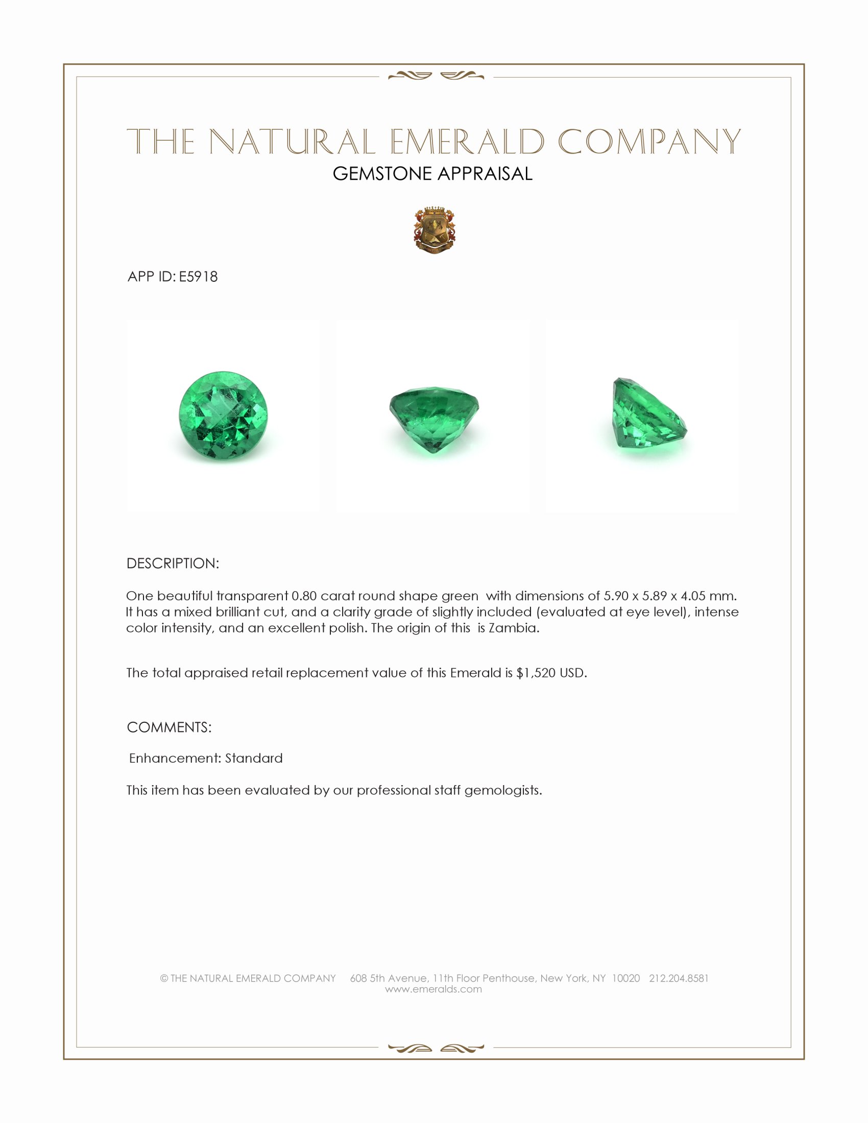 0.80 Ct. Emerald from Zambia