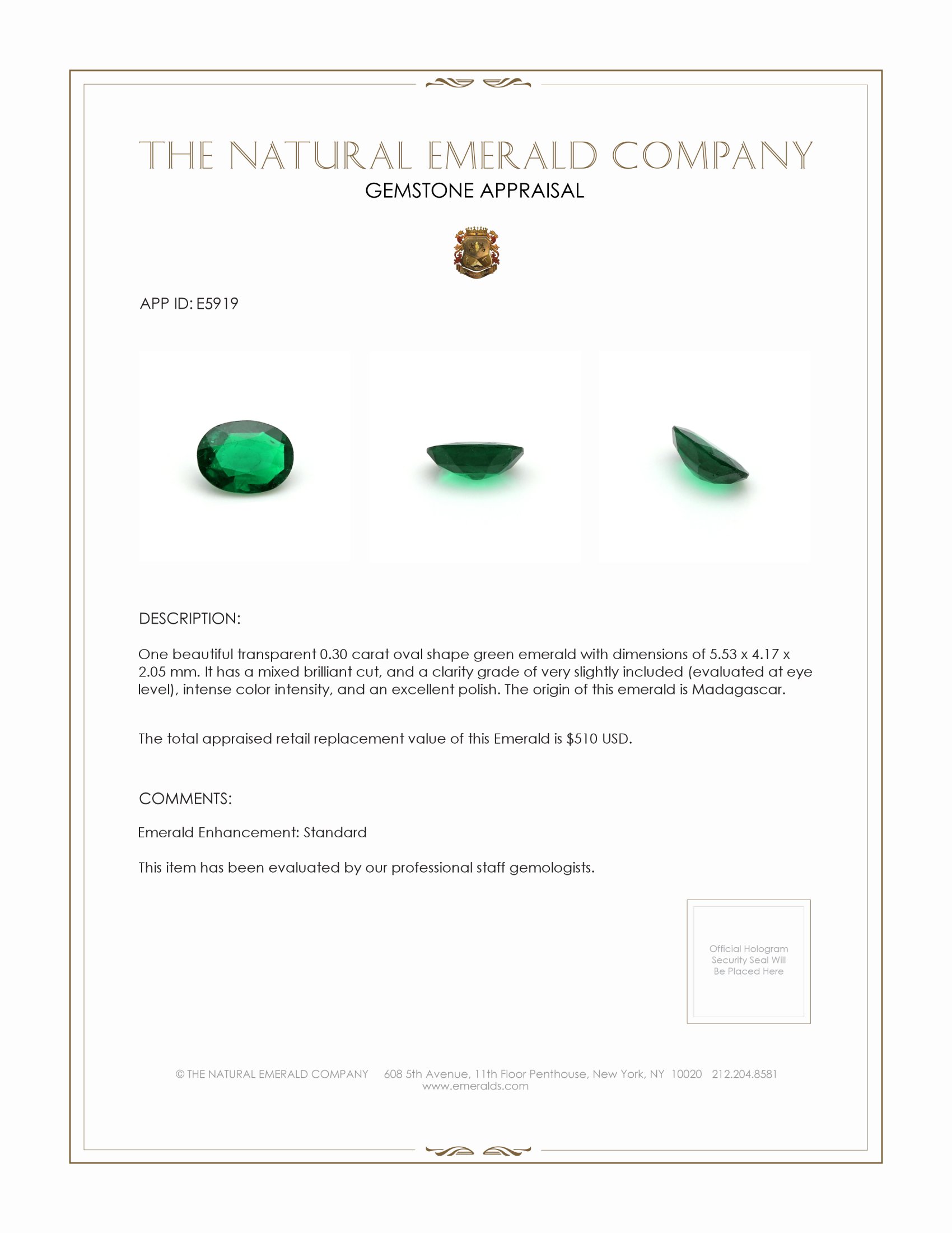 0.30 Ct. Emerald from Madagascar