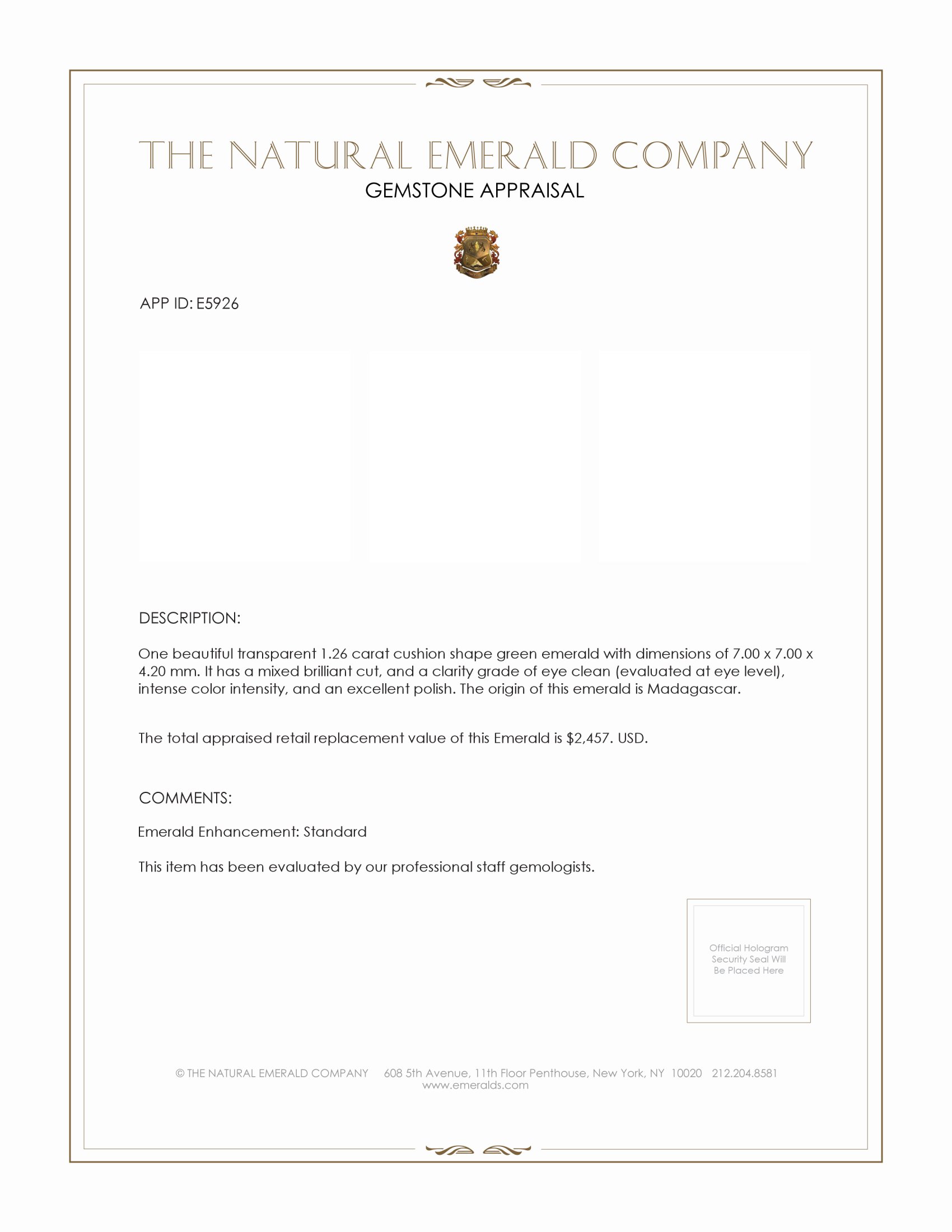 1.26 Ct. Emerald from Madagascar