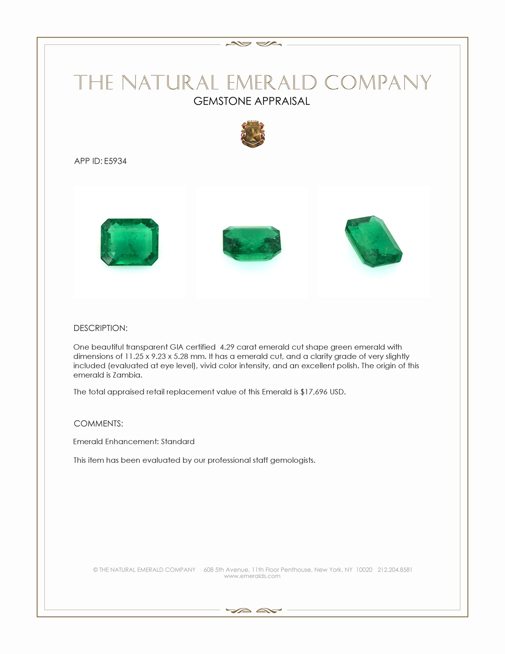 4.29 Ct. Emerald from Zambia