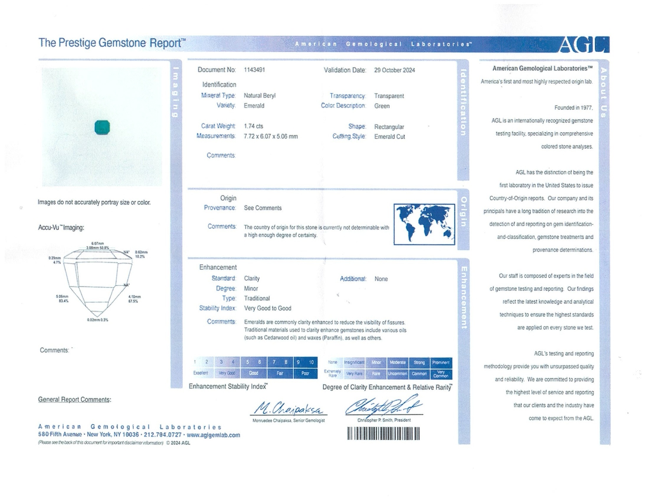 1.74 Ct. Emerald from Zambia
