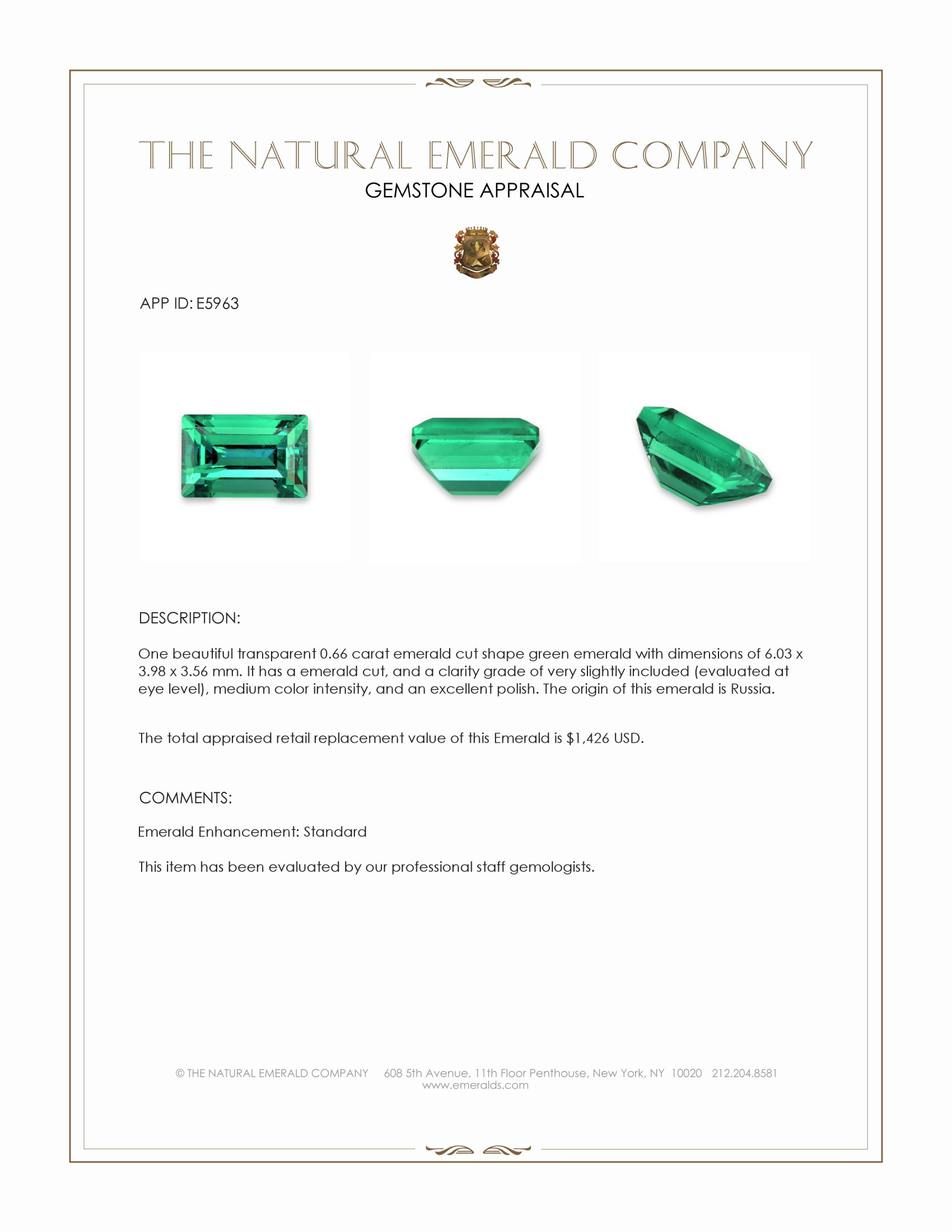 0.66 Ct. Emerald from Russia