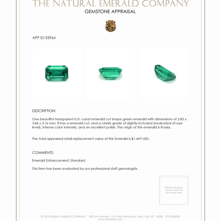 0.51 Ct. Emerald from Russia