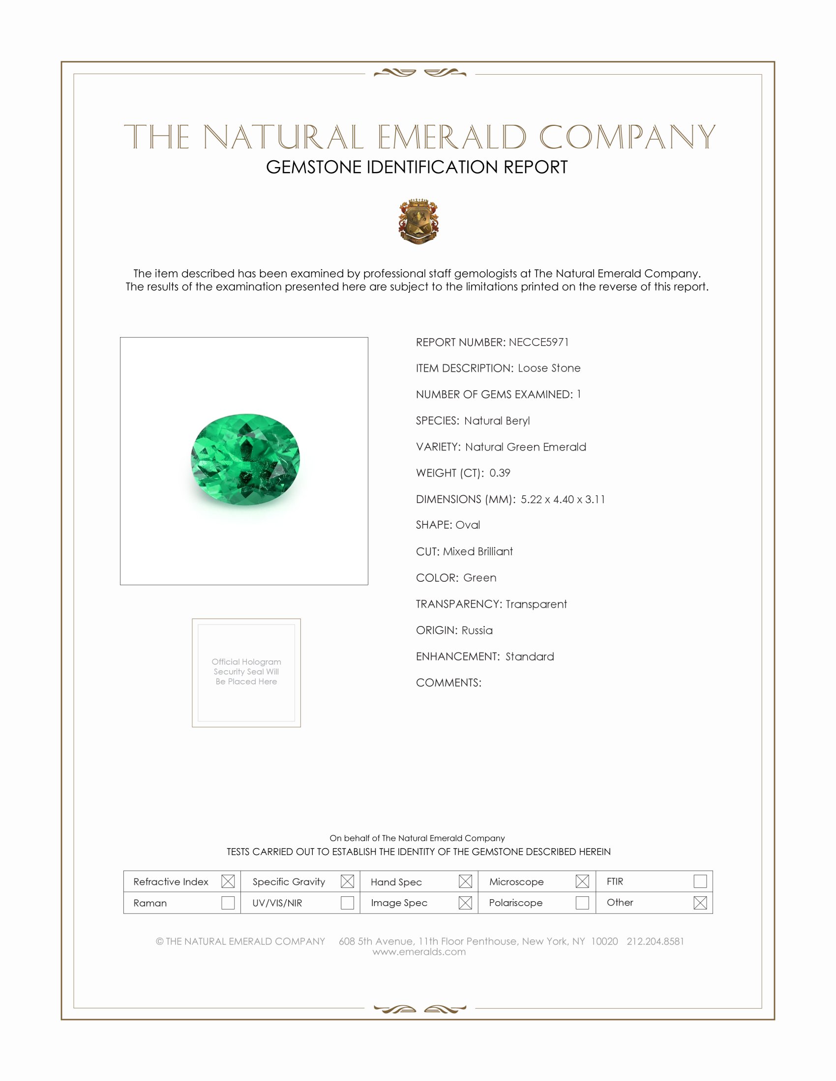 0.39 Ct. Emerald from Russia