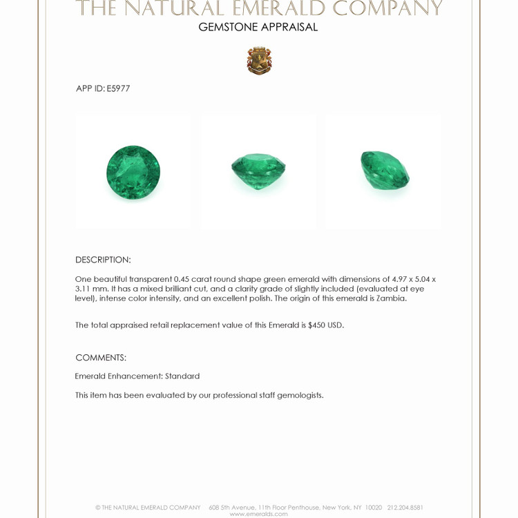 0.45 Ct. Emerald from Zambia