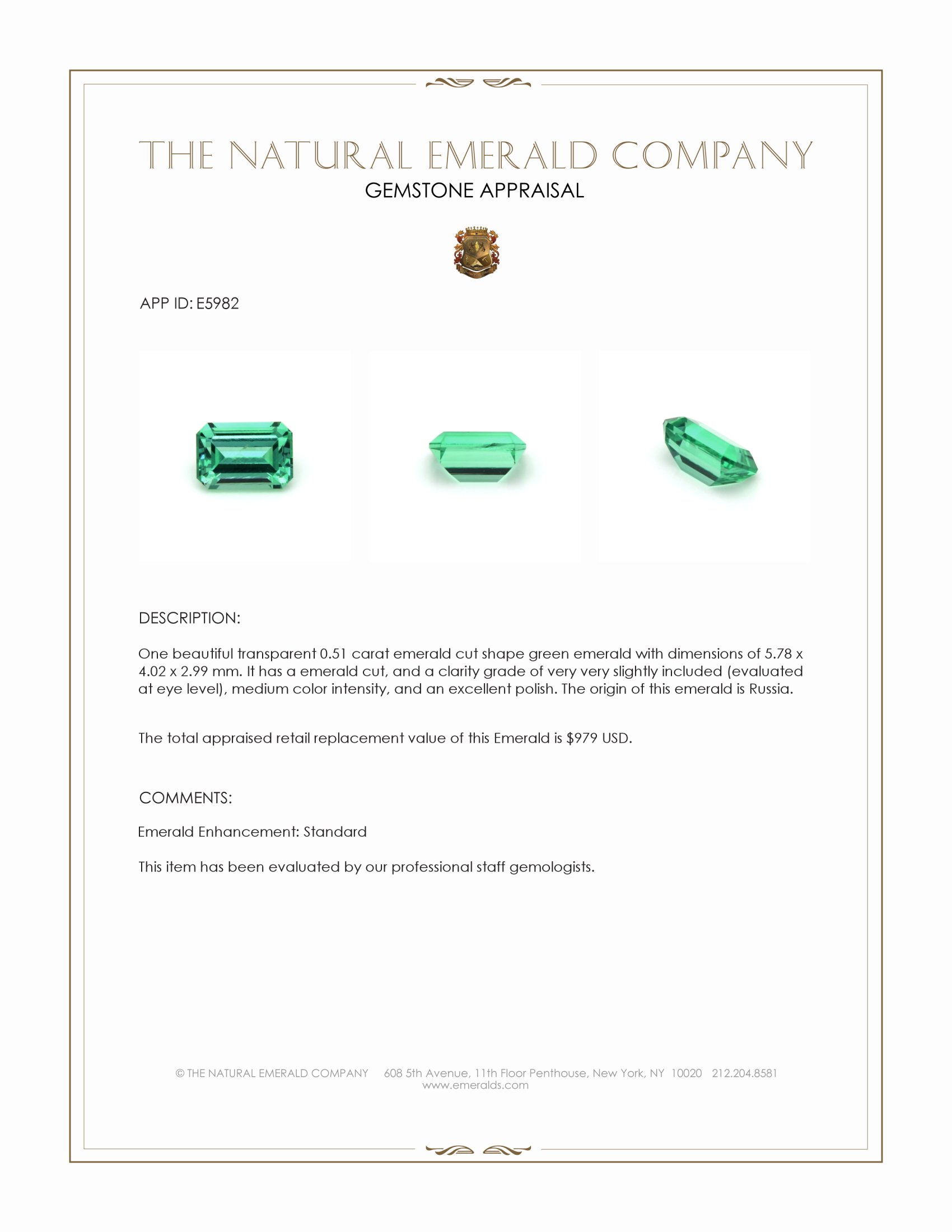 0.51 Ct. Emerald from Russia