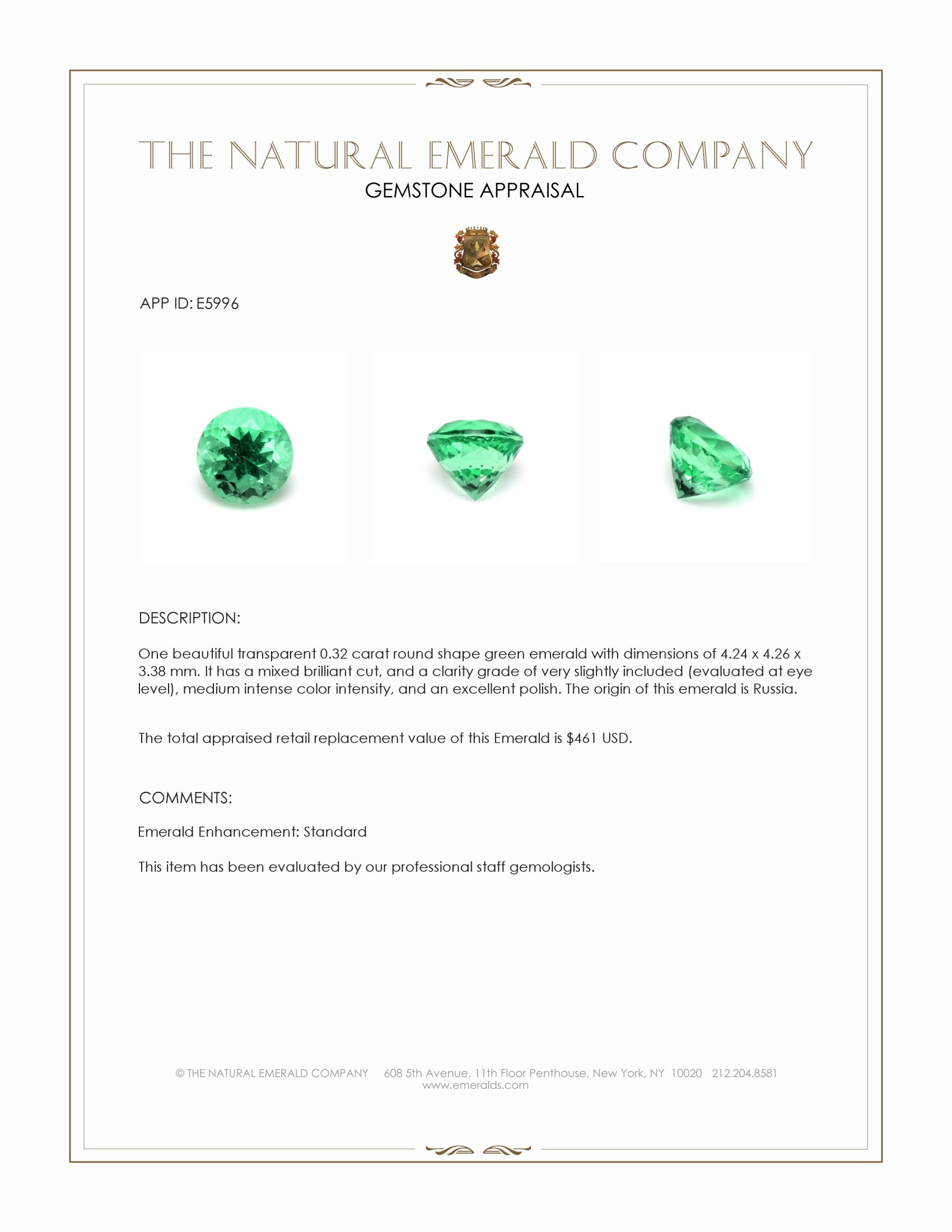 0.32 Ct. Emerald from Russia