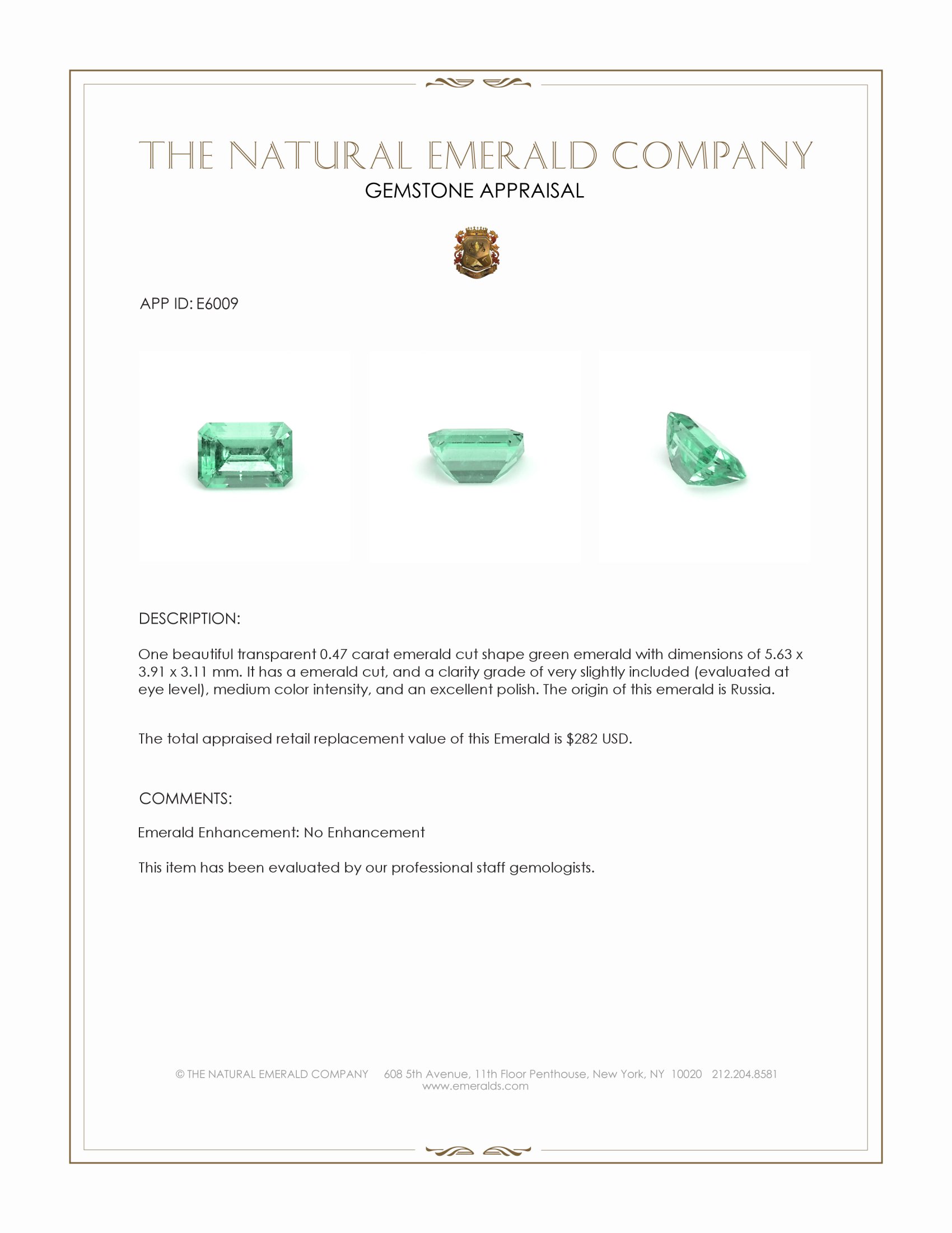 0.47 Ct. Emerald from Russia