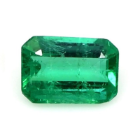 Men's Emerald Ring 0.74 Ct., 18K White Gold Combination Stone