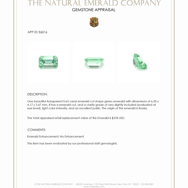 0.63 Ct. Emerald from Russia