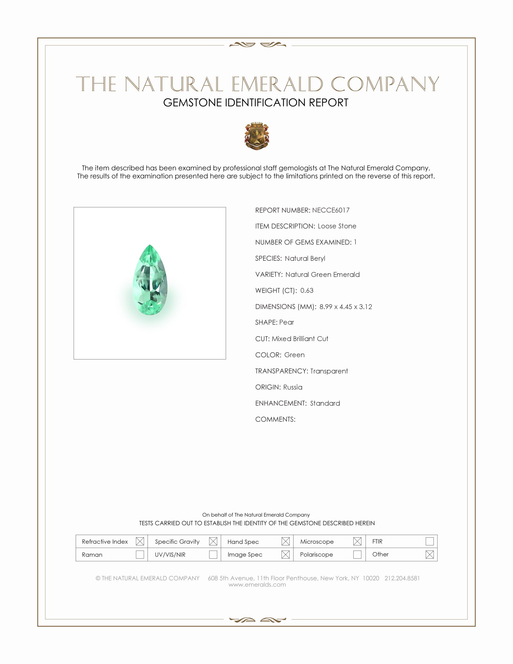 0.63 Ct. Emerald from Russia