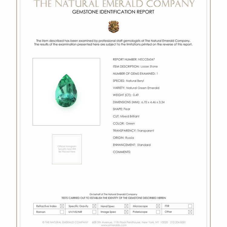 0.49 Ct. Emerald from Russia