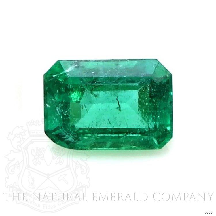 Solitaire Emerald Ring 0.82 Ct., 18K White Gold
