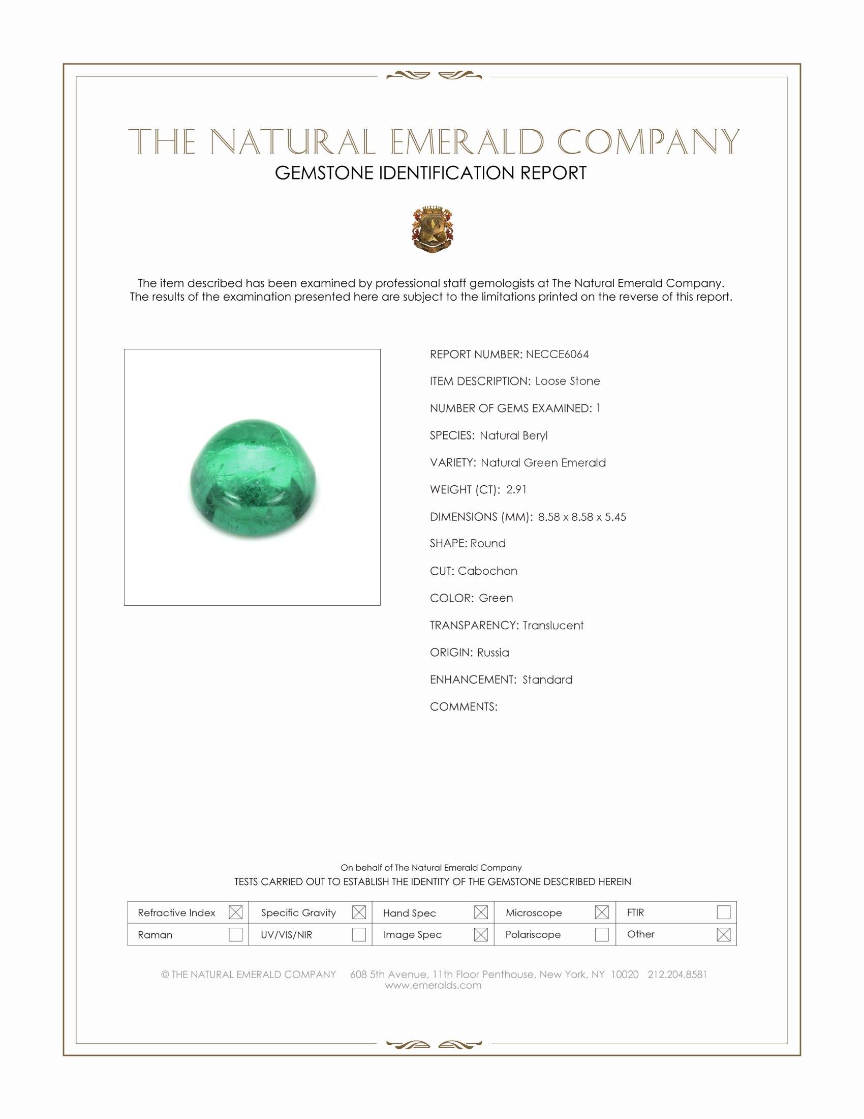 2.91 Ct. Cabochon Emerald from Russia