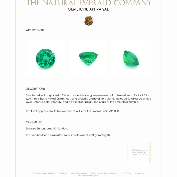 1.55 Ct. Emerald from Zambia
