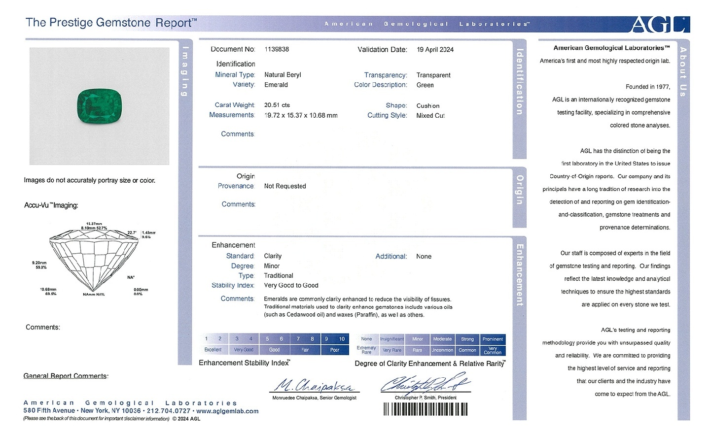 20.51 Ct. Emerald from Zambia