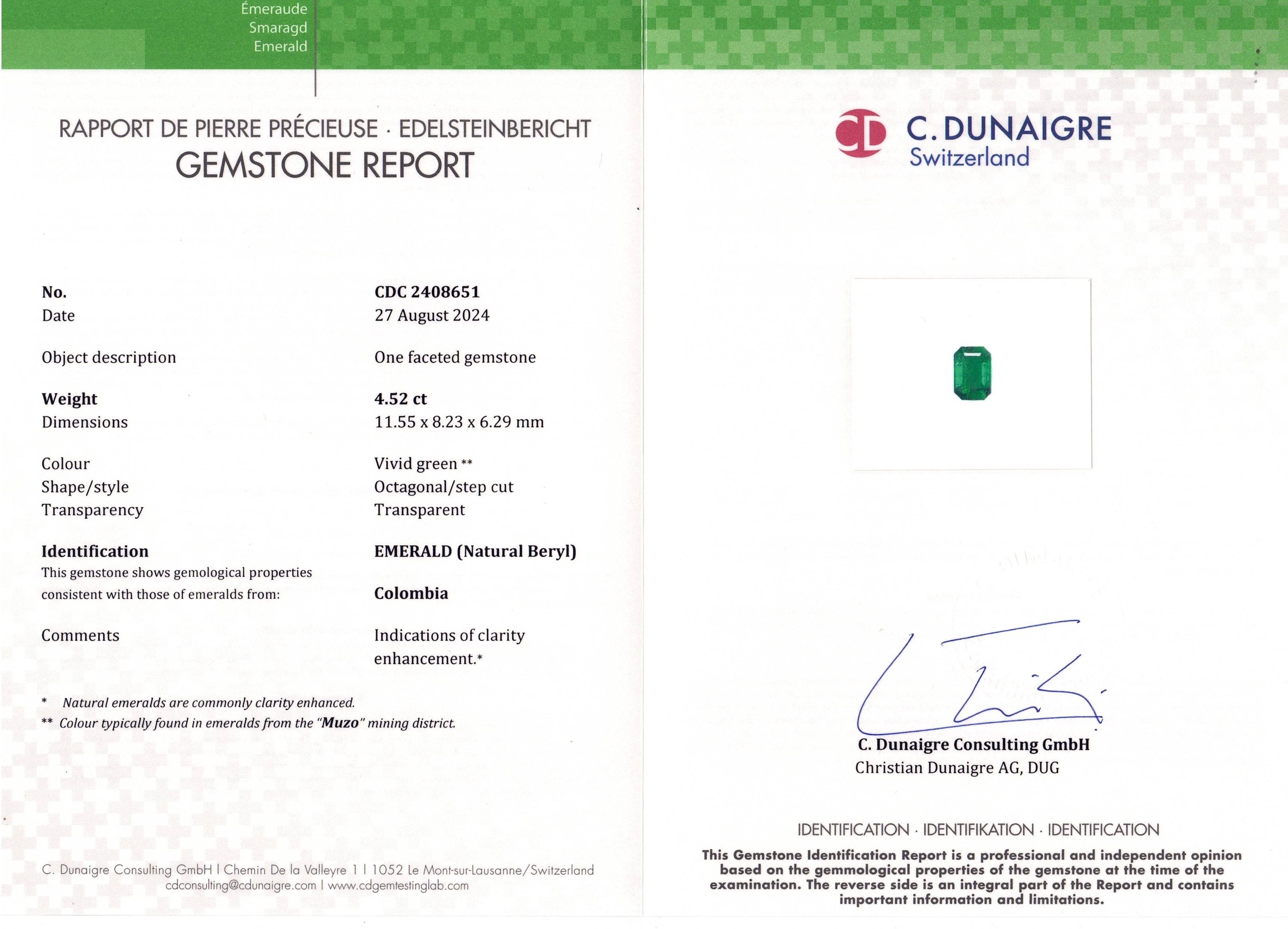 4.52 Ct. Emerald from Colombia - Muzo