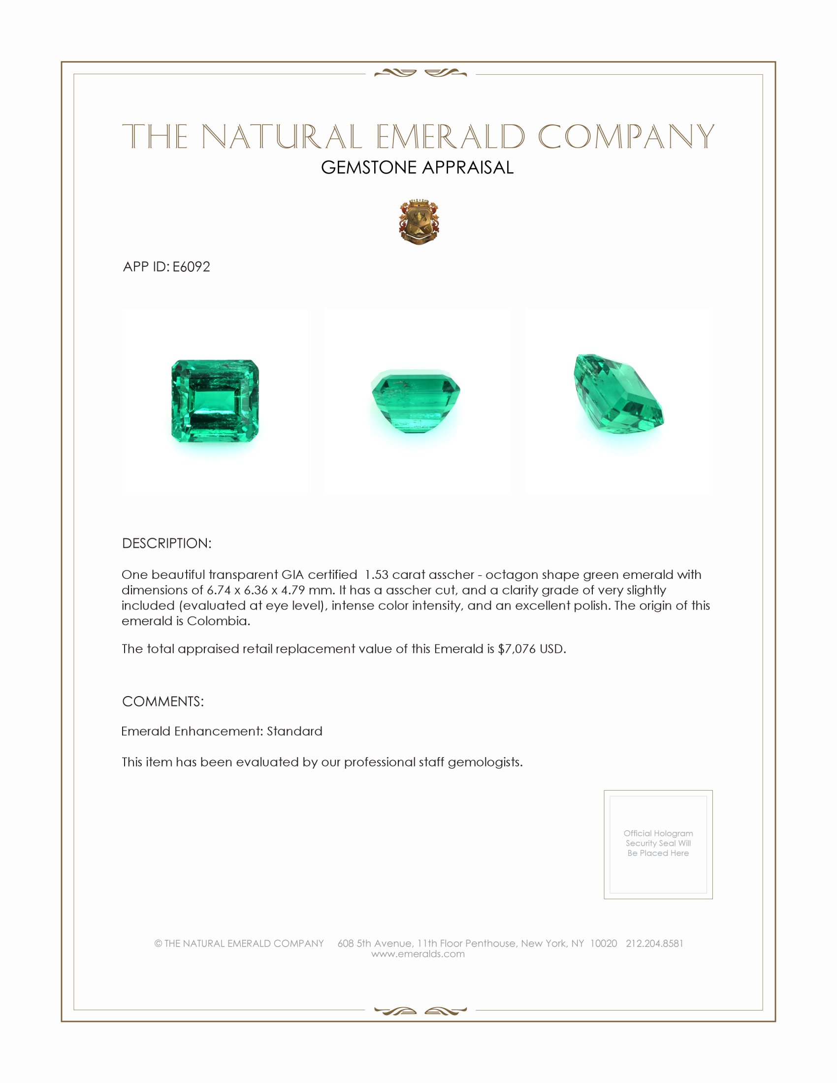 1.53 Ct. Emerald from Colombia
