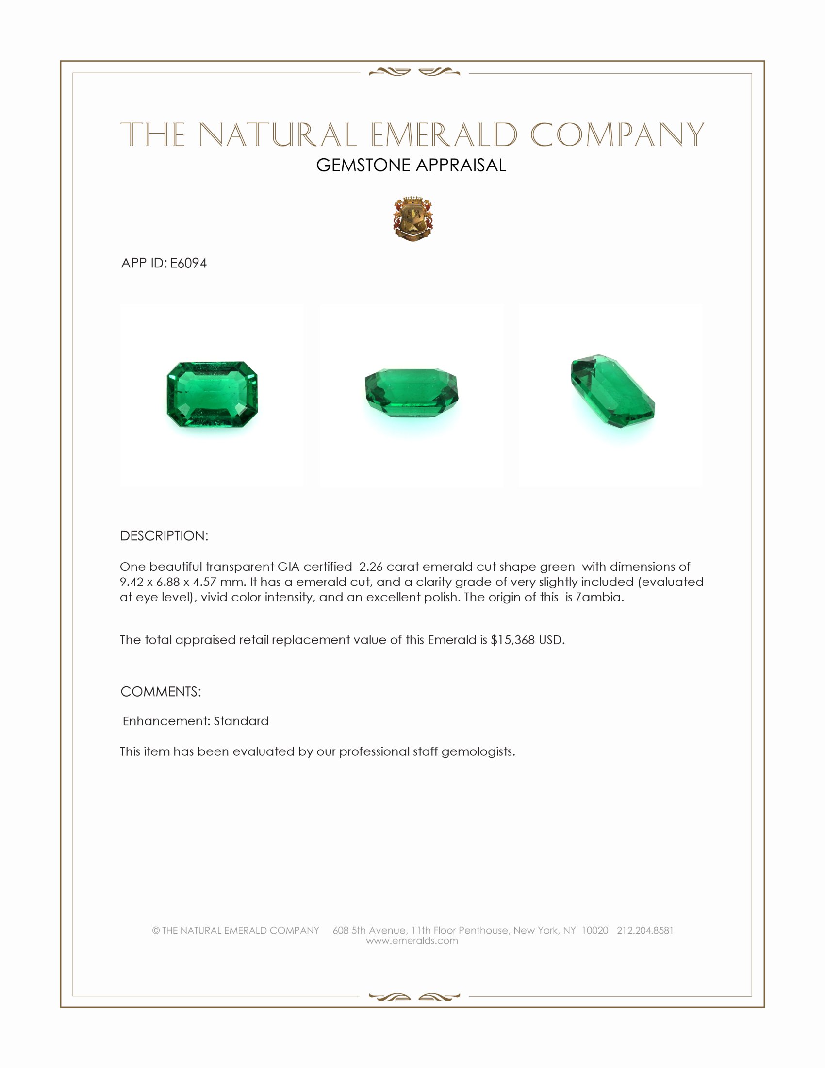 2.26 Ct. Emerald from Zambia