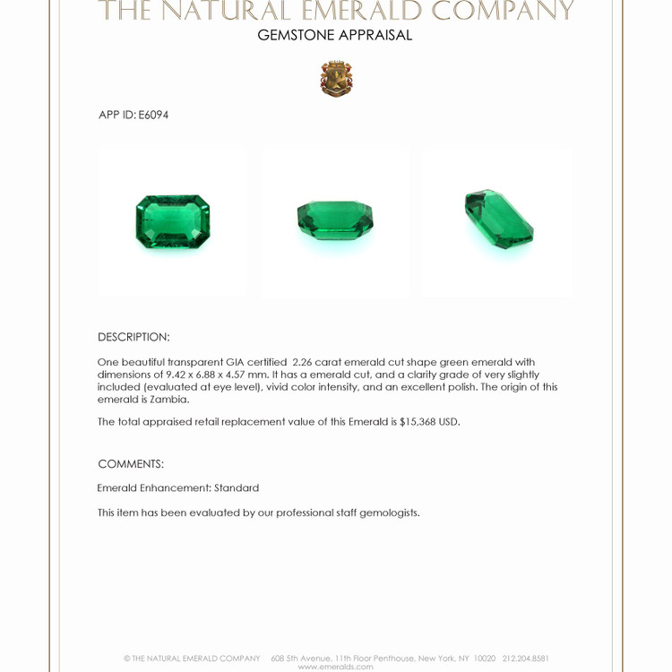 2.26 Ct. Emerald from Zambia