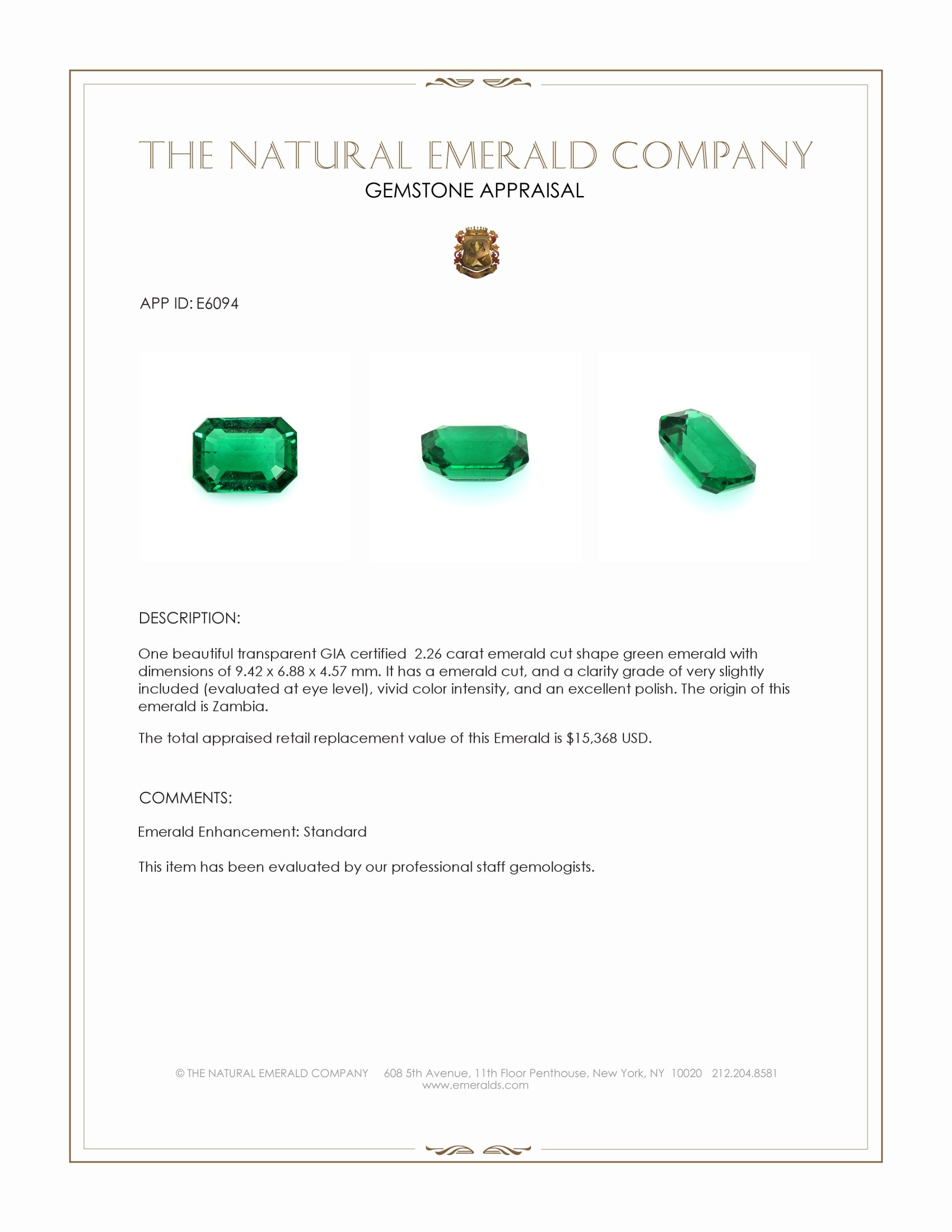 2.26 Ct. Emerald from Zambia